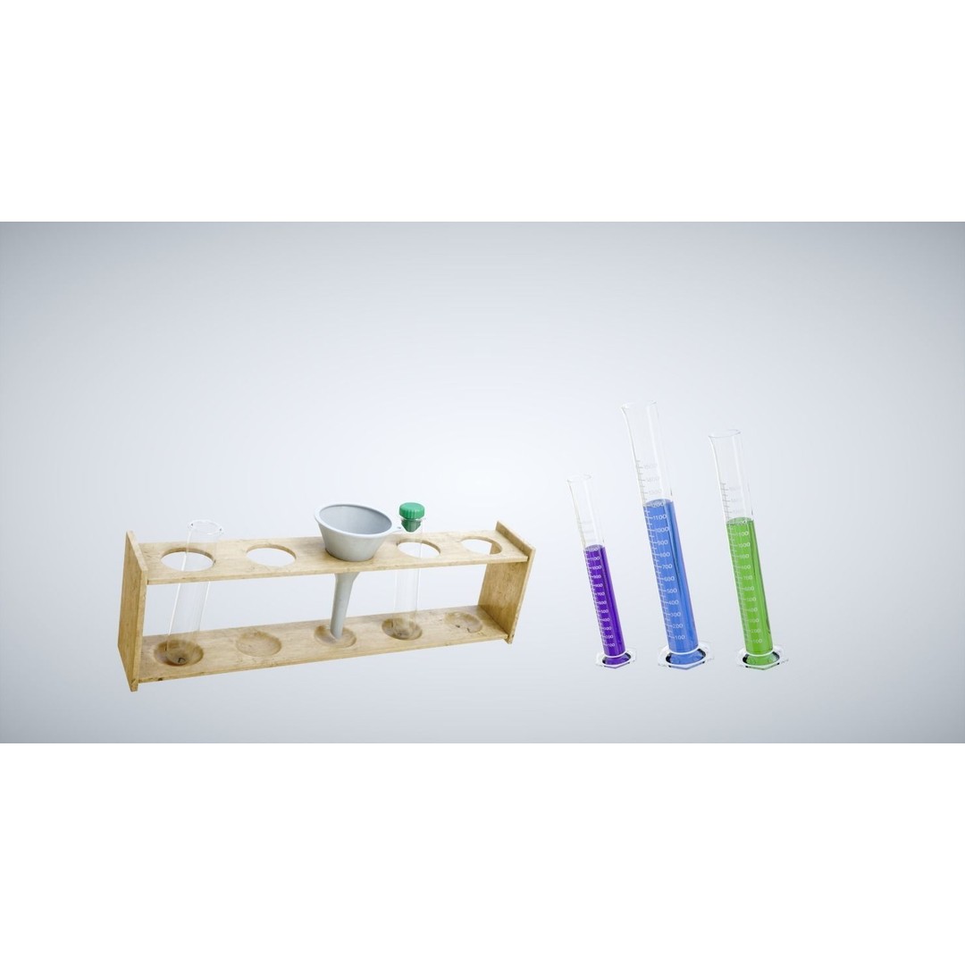 Laboratory Equipment 3D Model – Low Poly PBR Asset, OBJ & LWO Formats - View 12