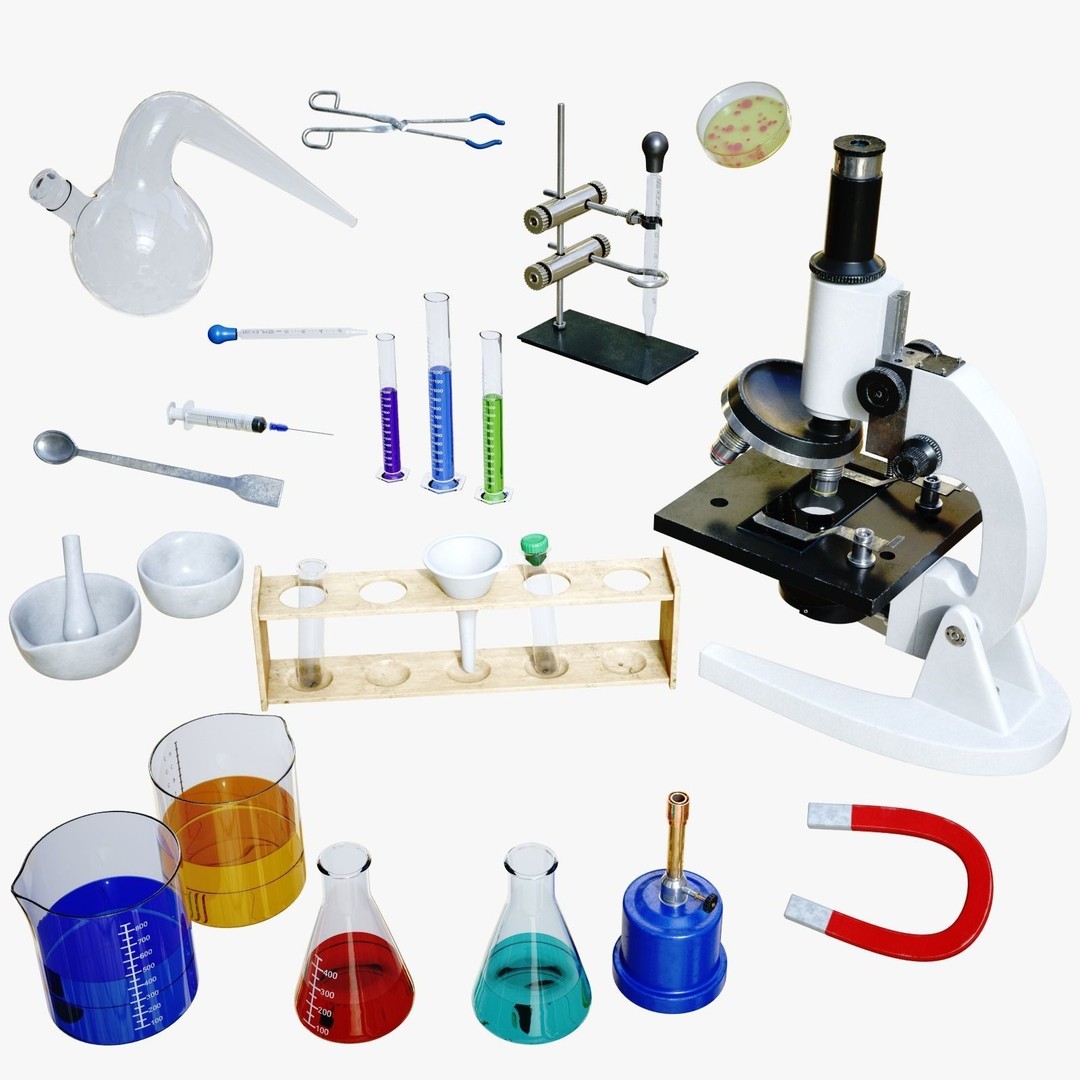 Laboratory Equipment 3D Model – Low Poly PBR Asset, OBJ & LWO Formats - View 6