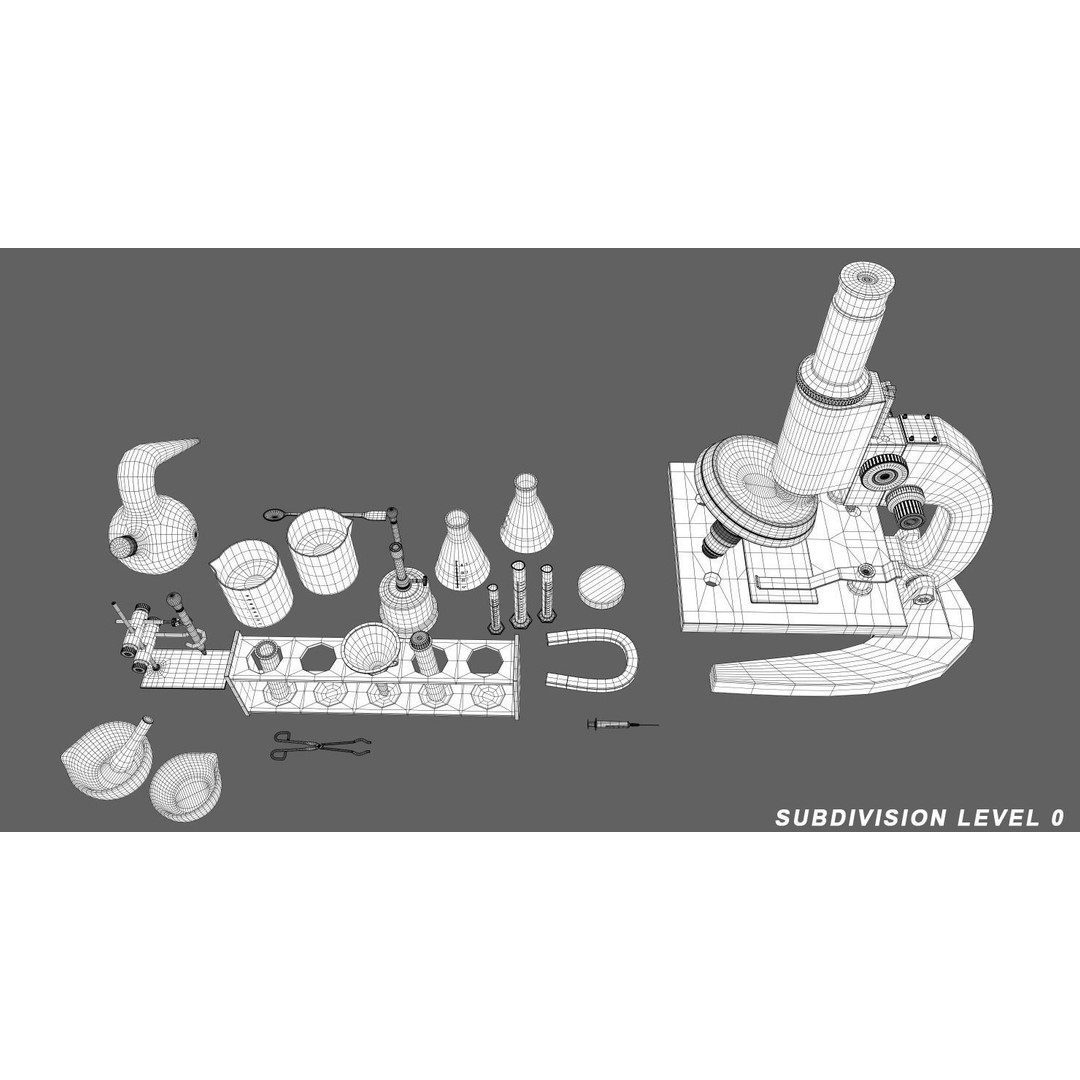 Laboratory Equipment 3D Model – Low Poly PBR Asset, OBJ & LWO Formats - View 7