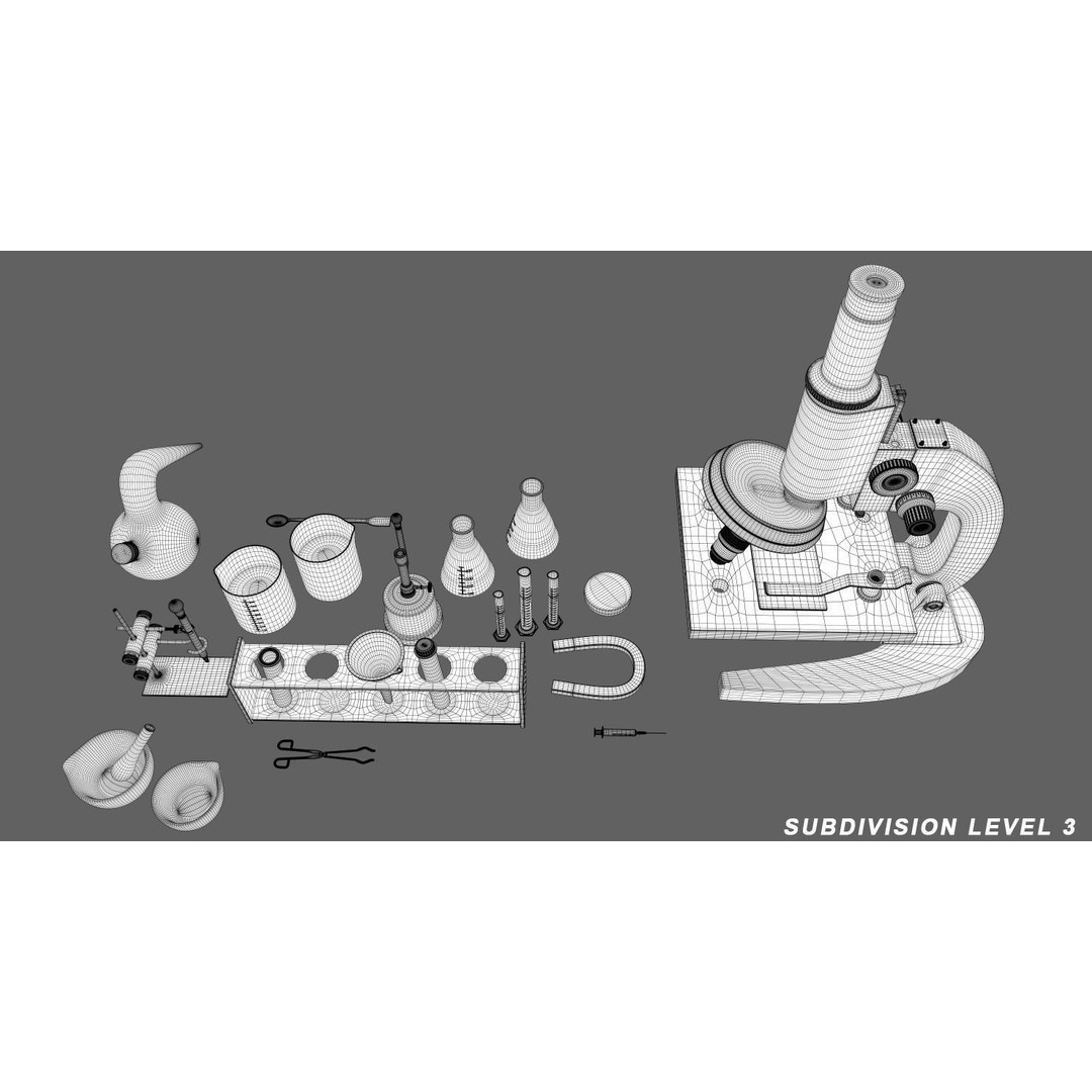 Laboratory Equipment 3D Model – Low Poly PBR Asset, OBJ & LWO Formats - View 8