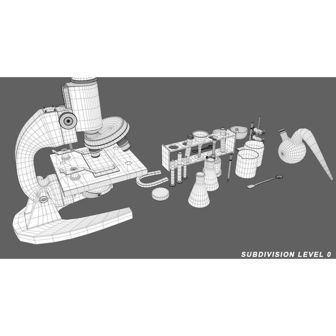 Laboratory Equipment 3D Model – Low Poly PBR Asset, OBJ & LWO Formats - View 9