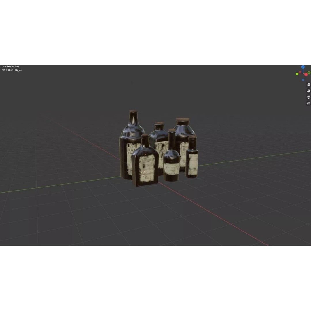 Old Medicine Bottles 3D Model – Low Poly Antique Science Asset, FBX