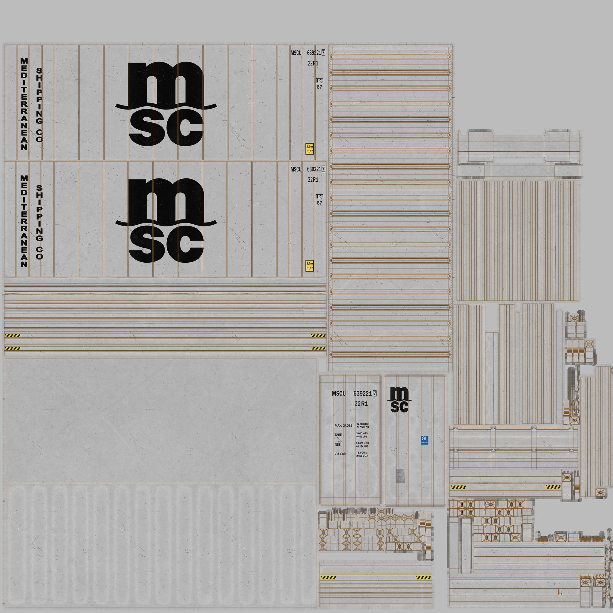 20ft MSC Reefer Carrier - Game-Ready 3D Model - View 11