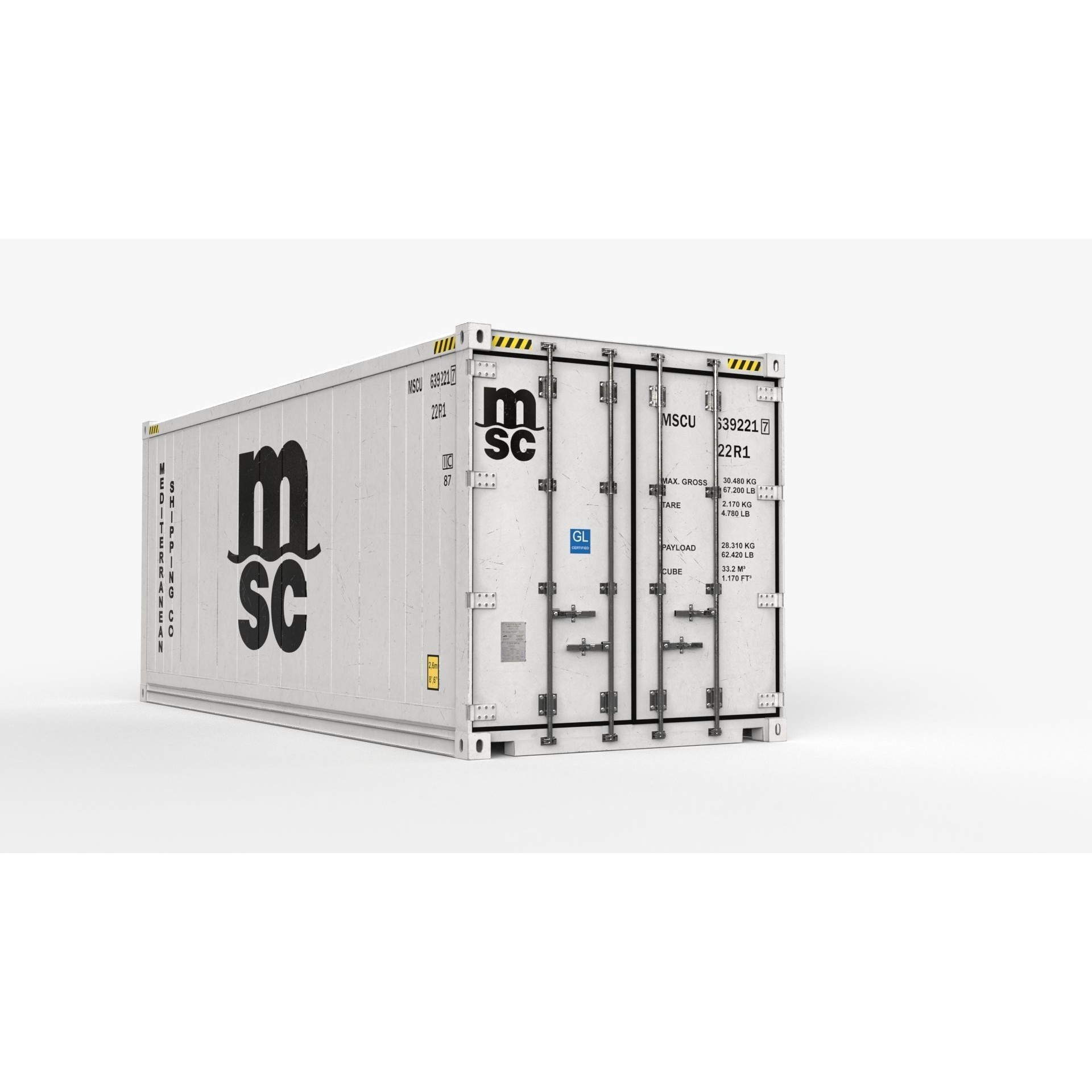 20ft MSC Reefer Carrier - Game-Ready 3D Model - View 6