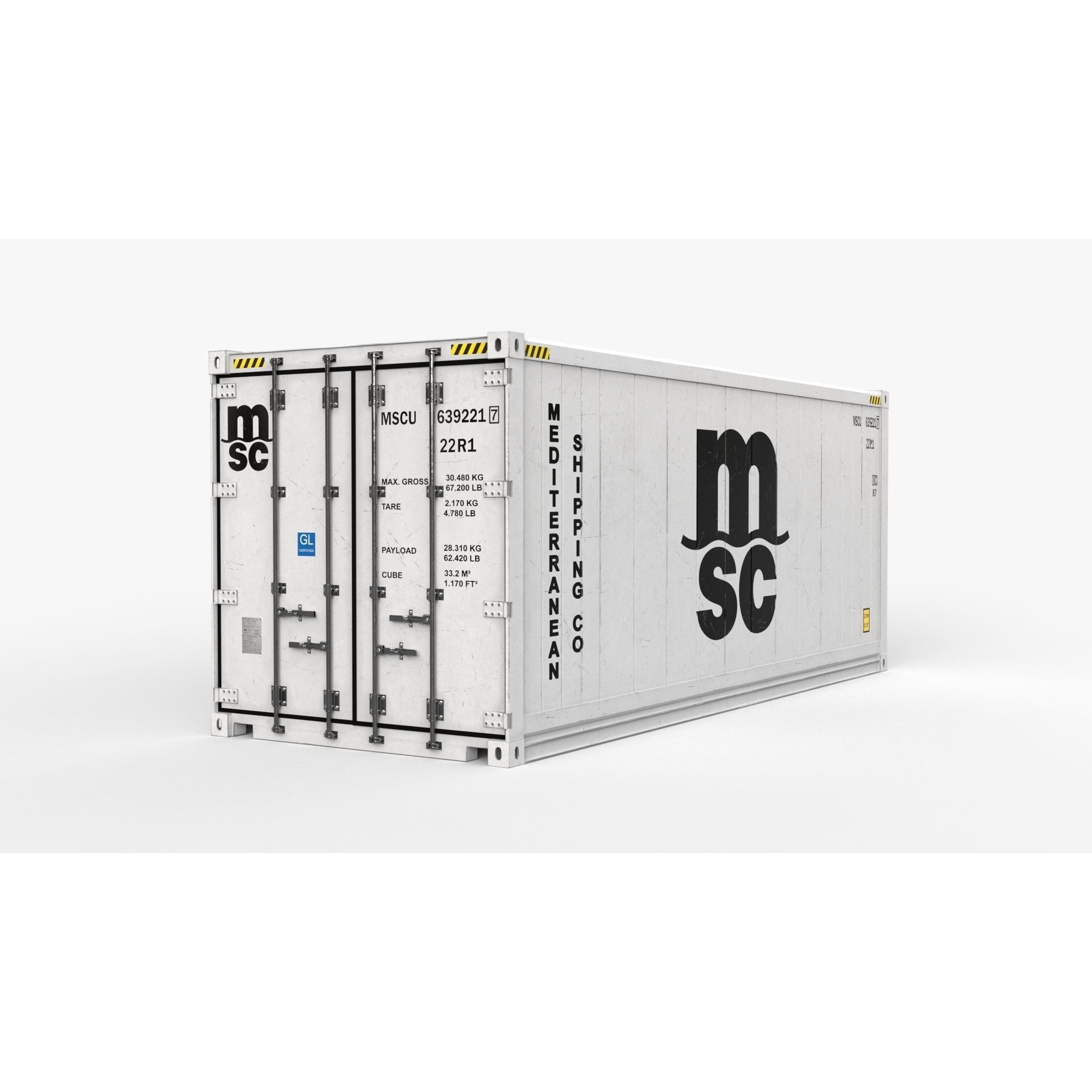 20ft MSC Reefer Carrier - Game-Ready 3D Model - View 7