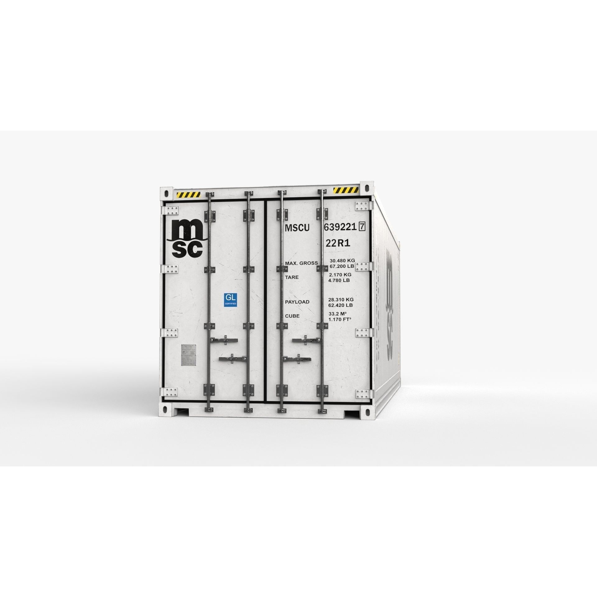 20ft MSC Reefer Carrier - Game-Ready 3D Model - View 8