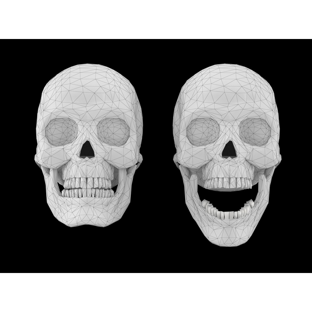 Human Skull 3D Model – Low Poly Game Asset, PBR Textures, FBX - View 15