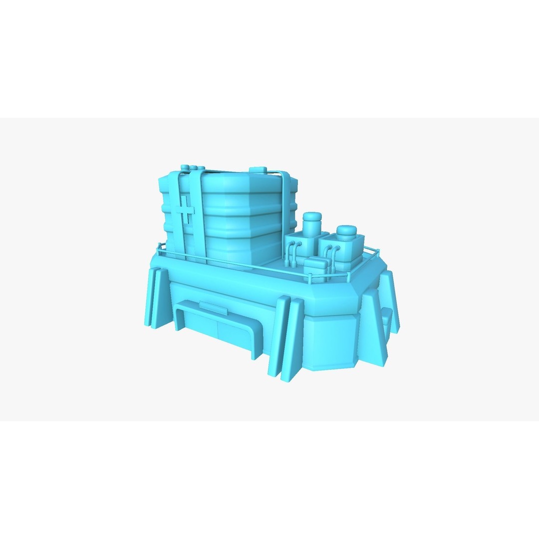SciFi Hospital 3D Model – Low Poly Exterior Design, FBX & OBJ - View 11