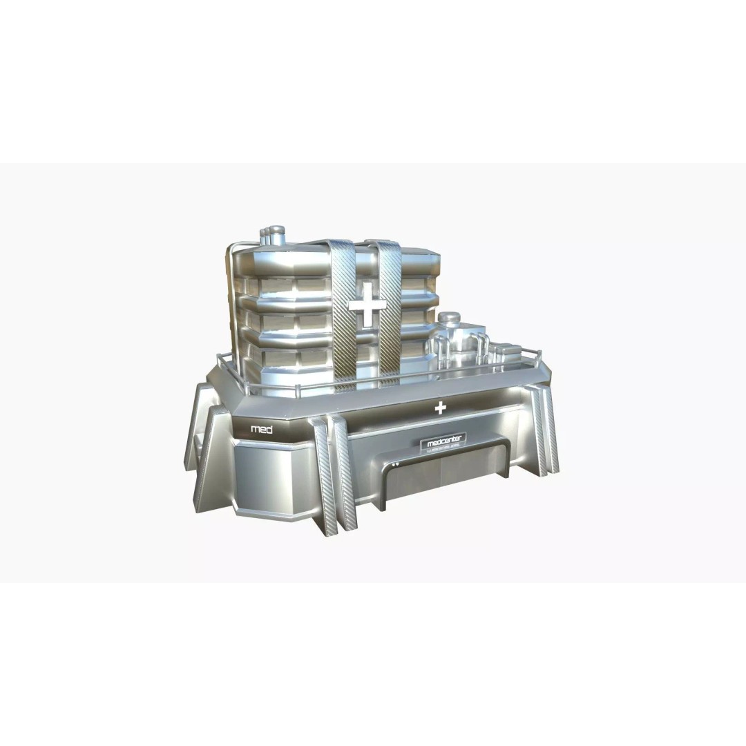 SciFi Hospital 3D Model – Low Poly Exterior Design, FBX & OBJ - View 2