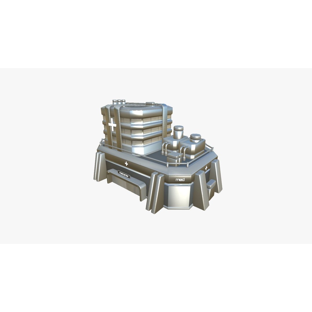 SciFi Hospital 3D Model – Low Poly Exterior Design, FBX & OBJ - View 4