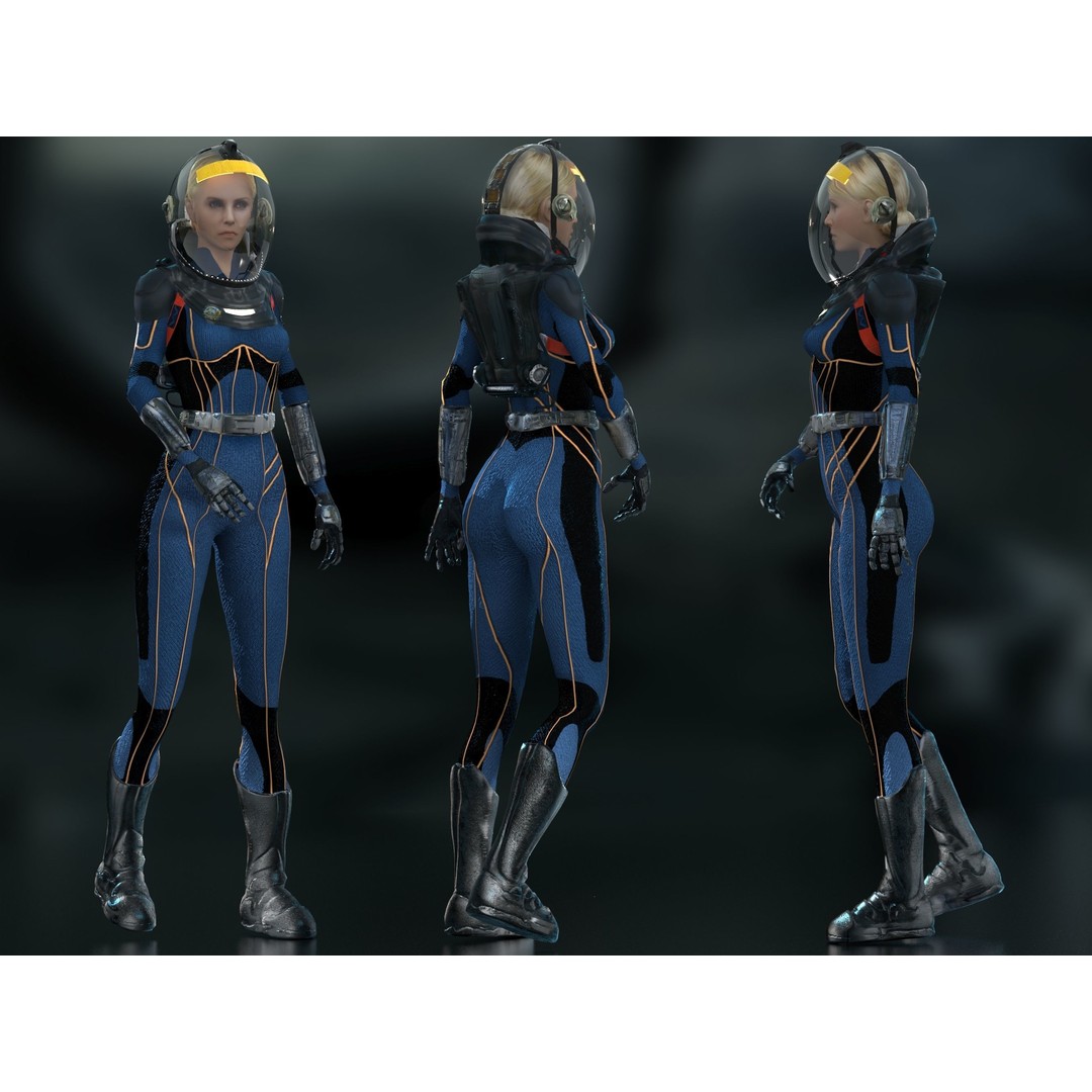 Meredith Vickers 3D Model – Low Poly Rigged Character, FBX, PBR - View 3