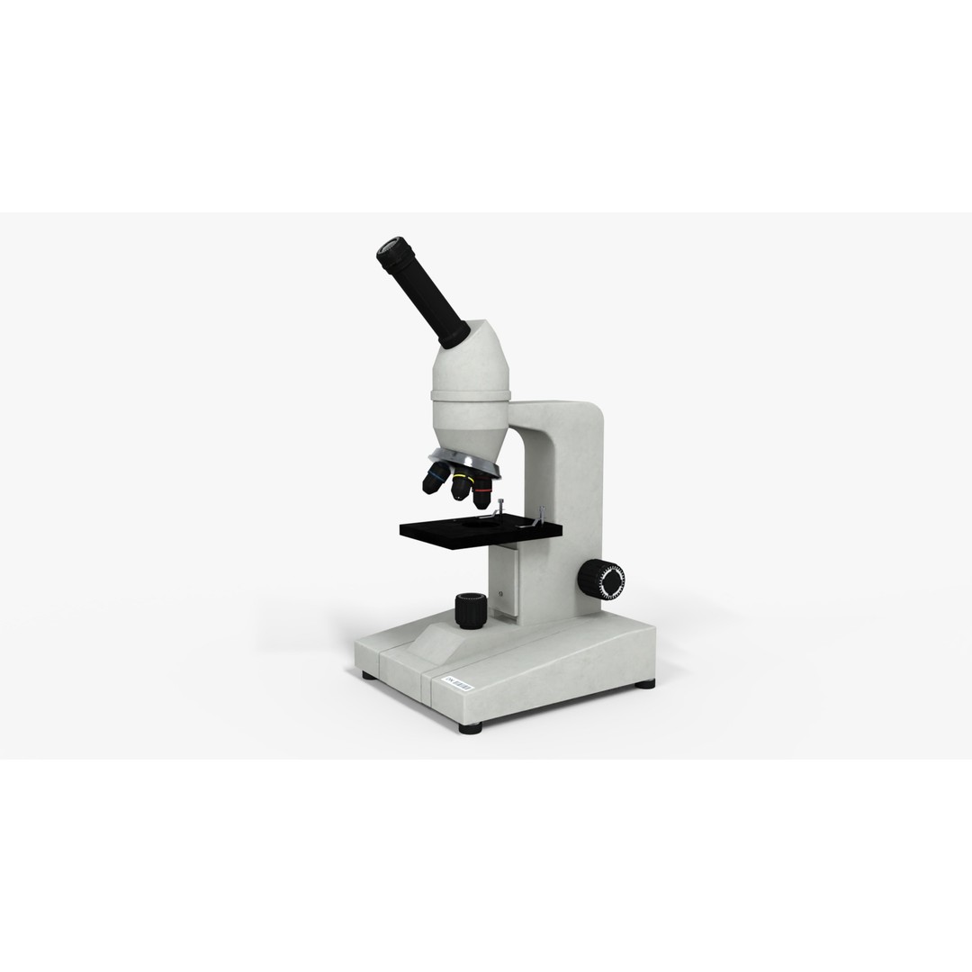 Microscope 3D Model – Low Poly Medical Asset, Game Ready, FBX - View 3