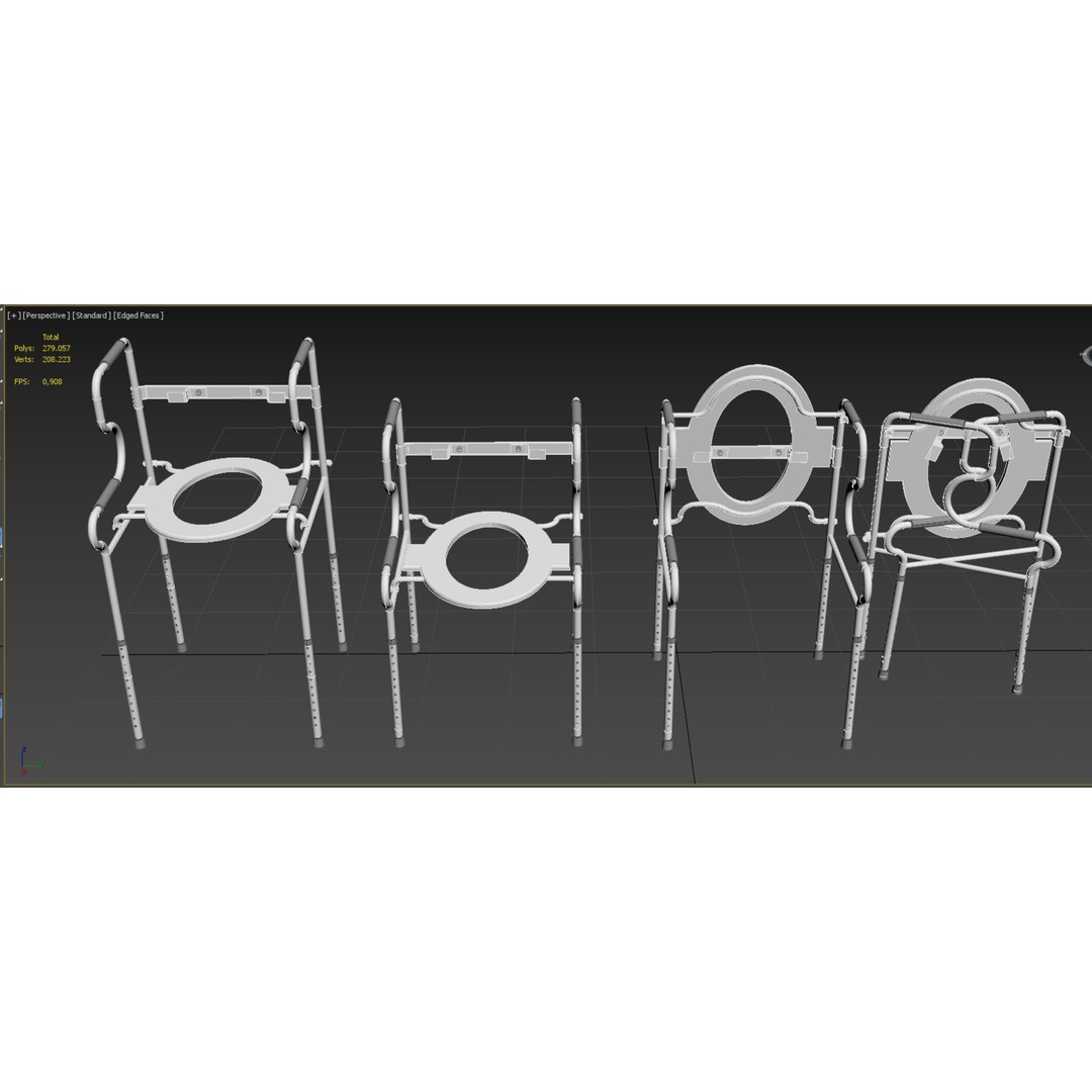 Multipurpose Toilet Seat 3D Model – Foldable Commode Chair, FBX, Blender