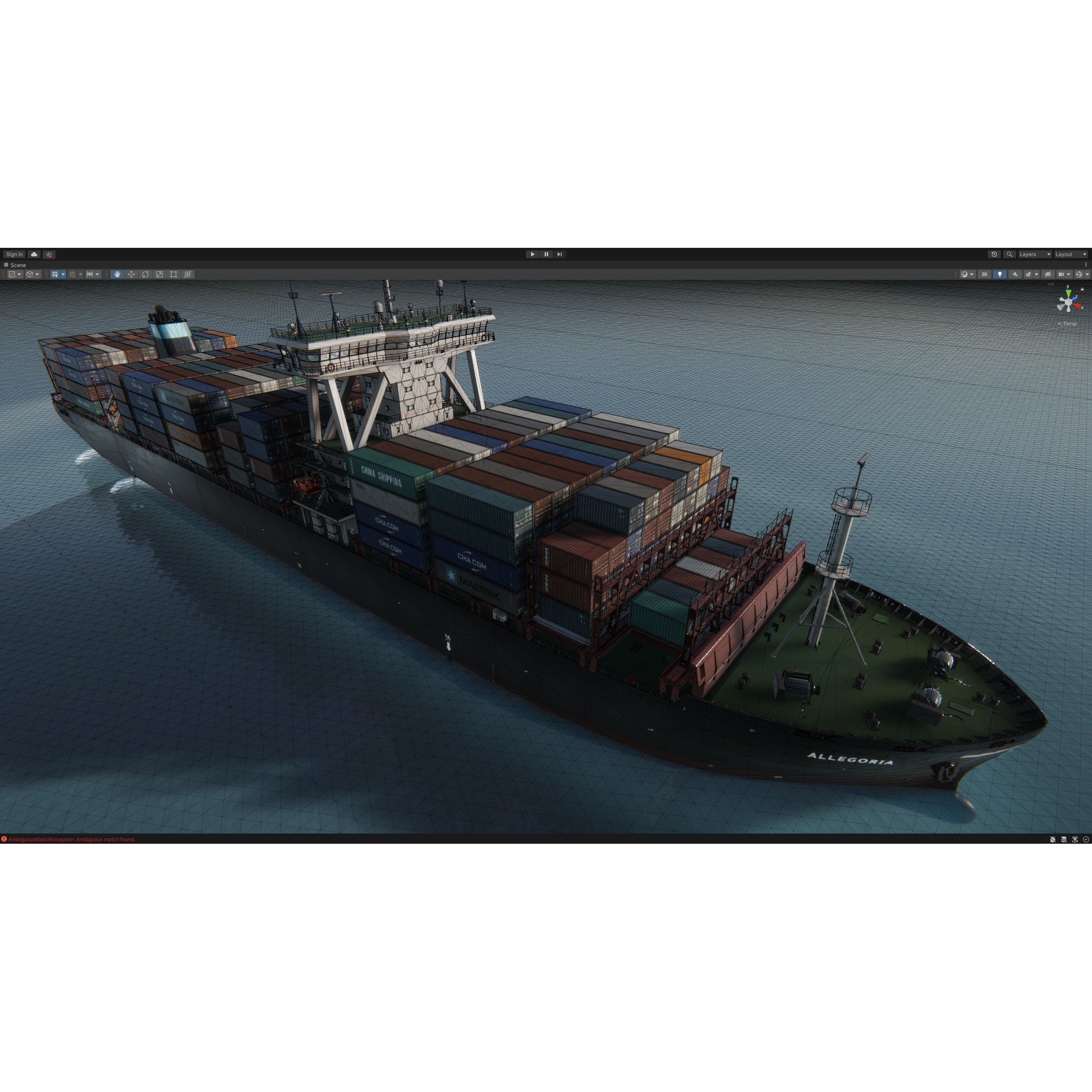 Cargo Ship Container Ship - Low-Poly Game-Ready 3D Model