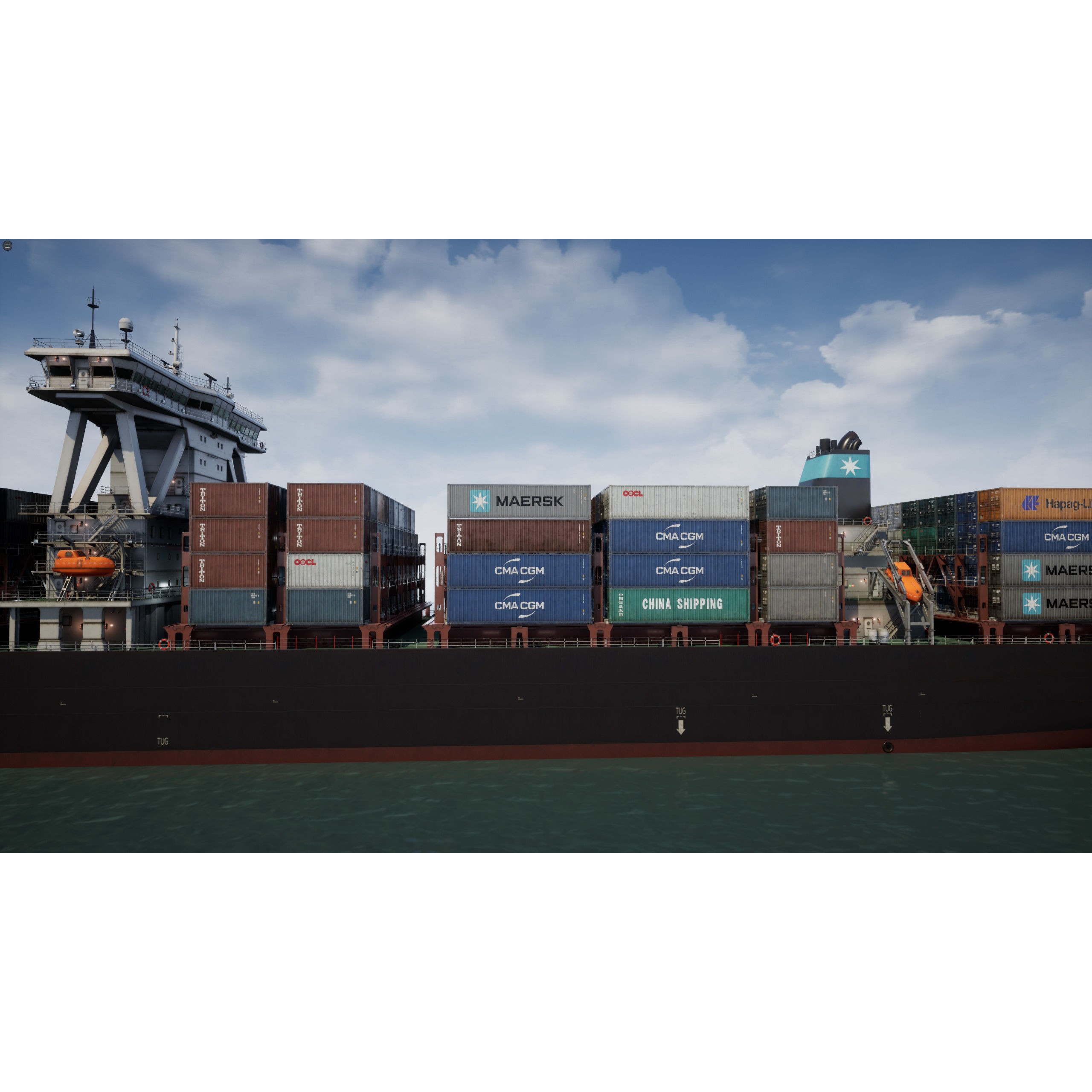 Cargo Ship Container Ship - Low-Poly Game-Ready 3D Model - View 10