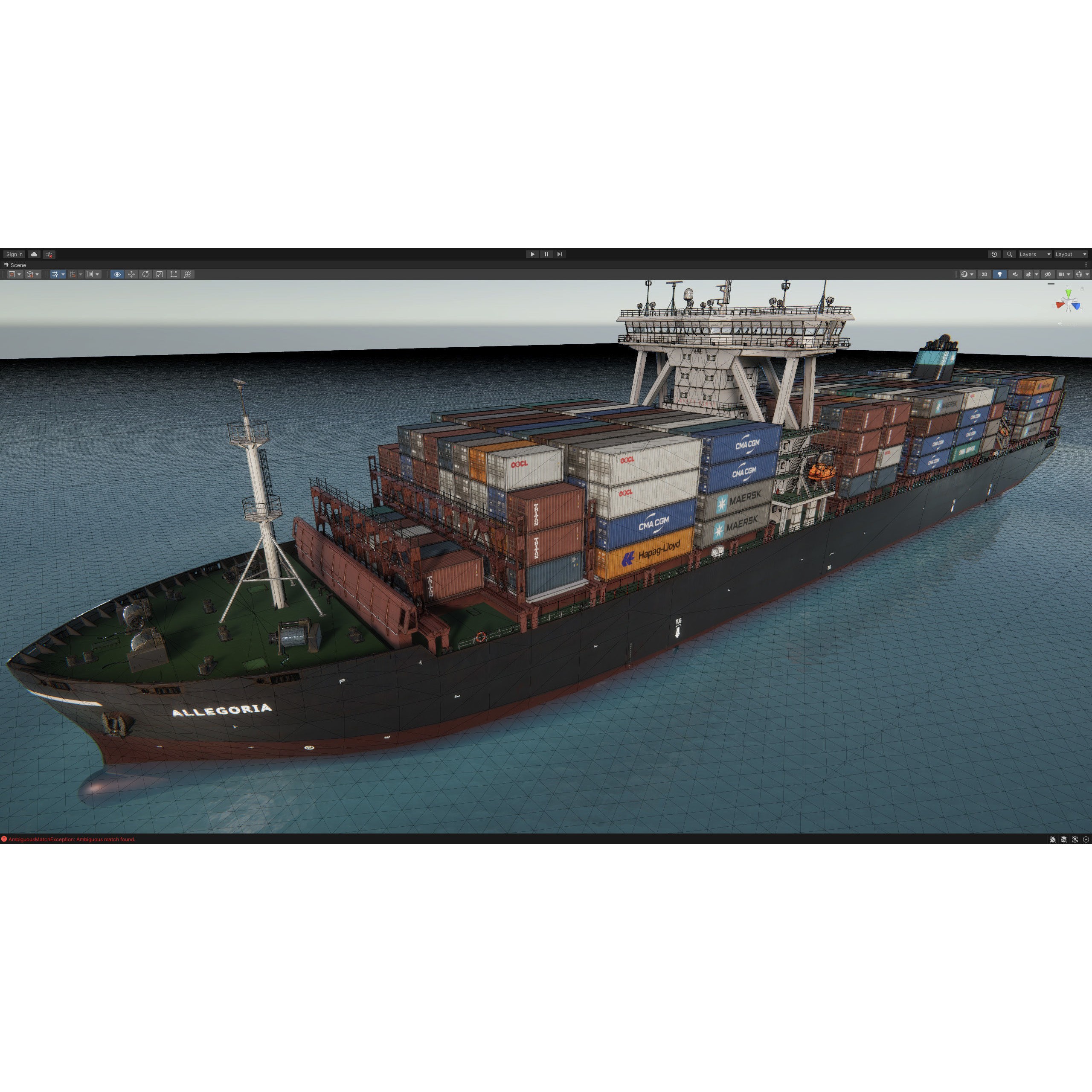 Cargo Ship Container Ship - Low-Poly Game-Ready 3D Model - View 111