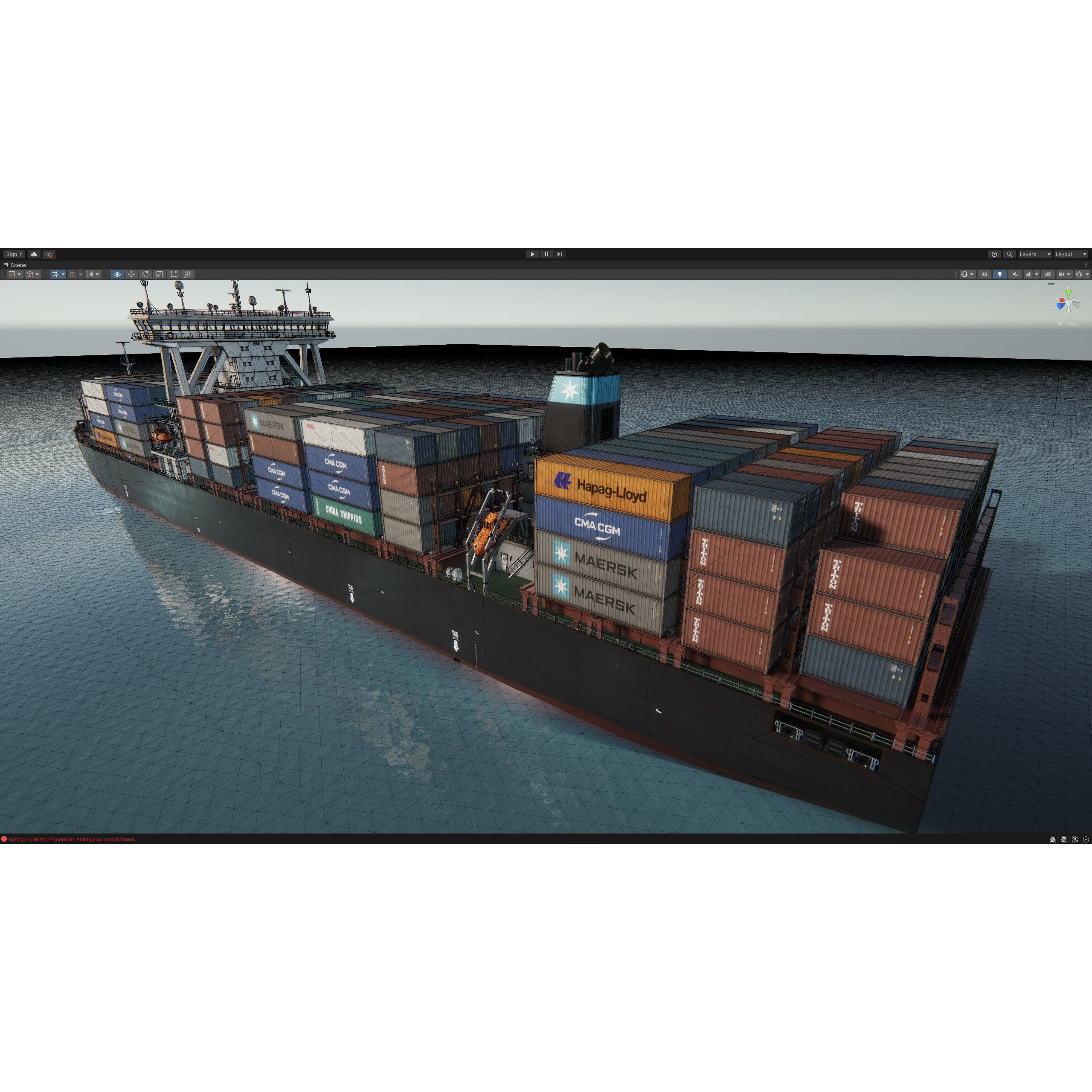 Cargo Ship Container Ship - Low-Poly Game-Ready 3D Model - View 112