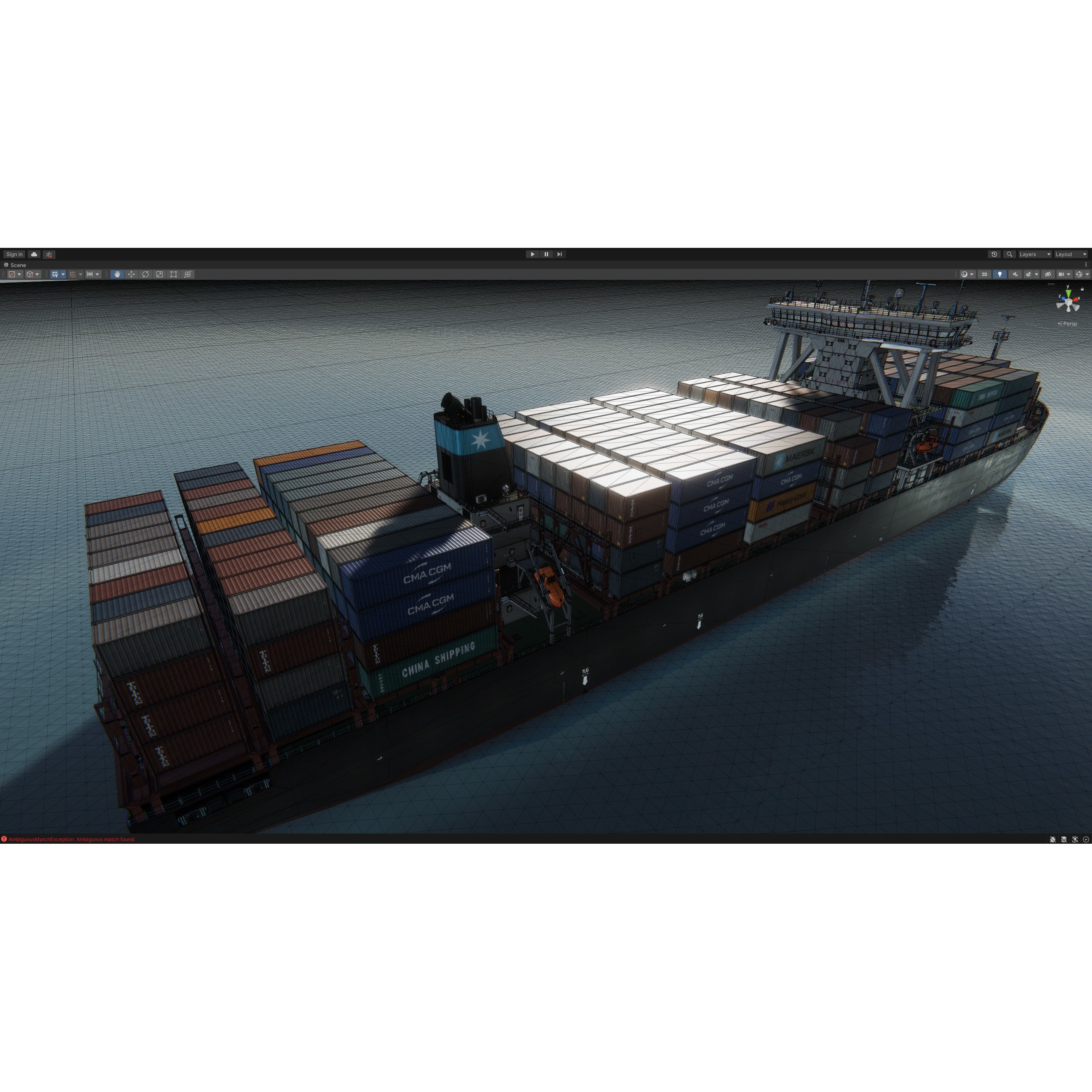 Cargo Ship Container Ship - Low-Poly Game-Ready 3D Model - View 113