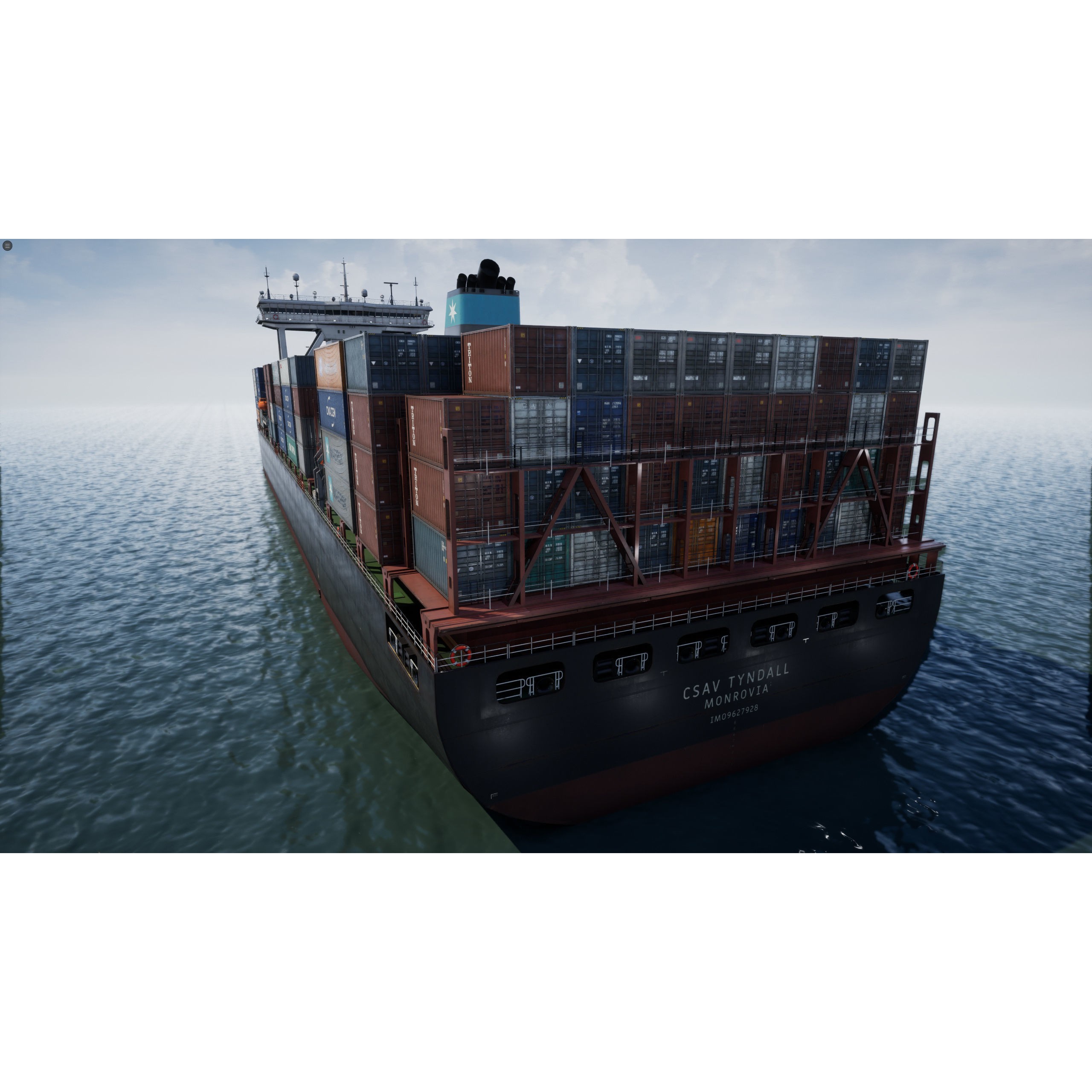 Cargo Ship Container Ship - Low-Poly Game-Ready 3D Model - View 14