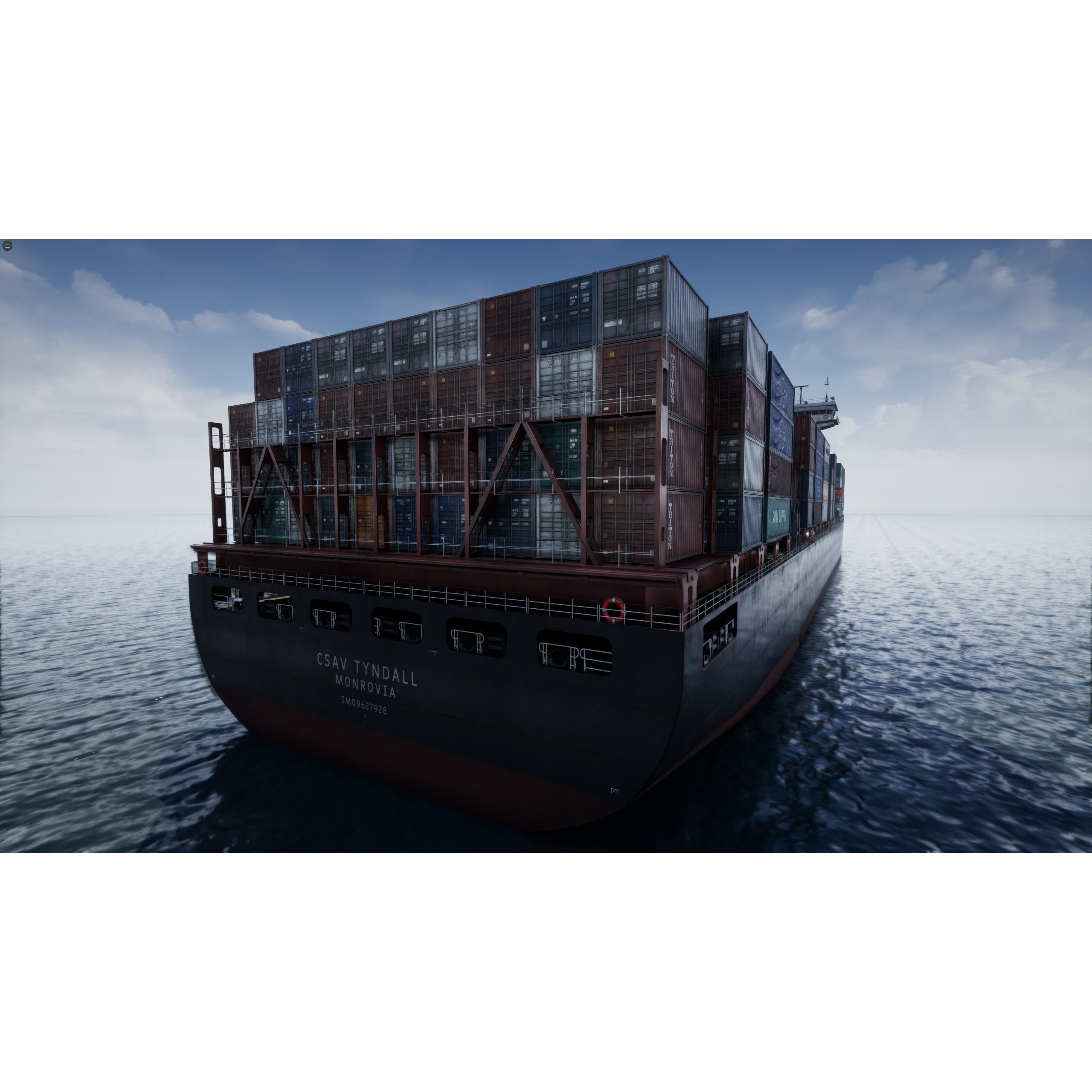 Cargo Ship Container Ship - Low-Poly Game-Ready 3D Model - View 15