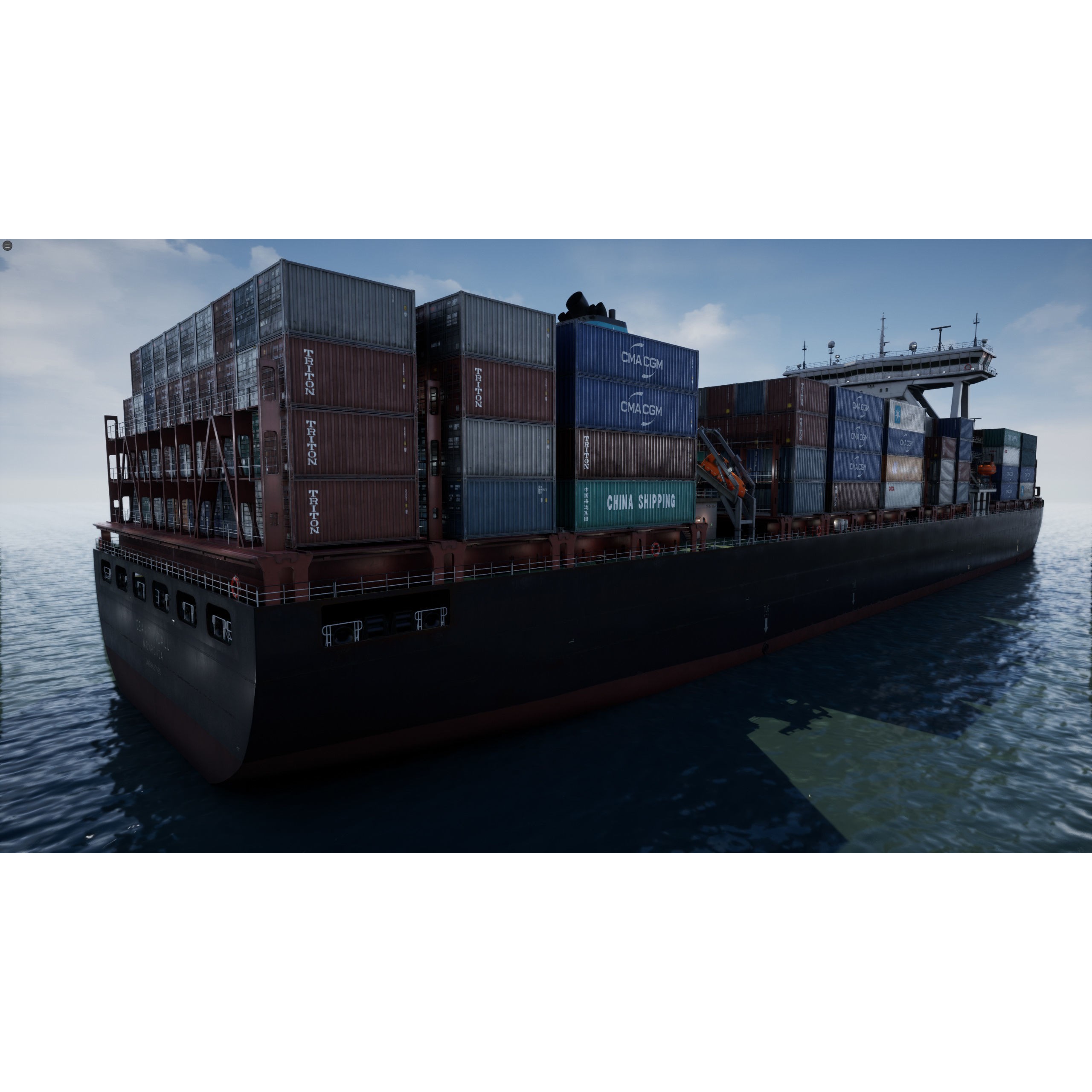 Cargo Ship Container Ship - Low-Poly Game-Ready 3D Model - View 16