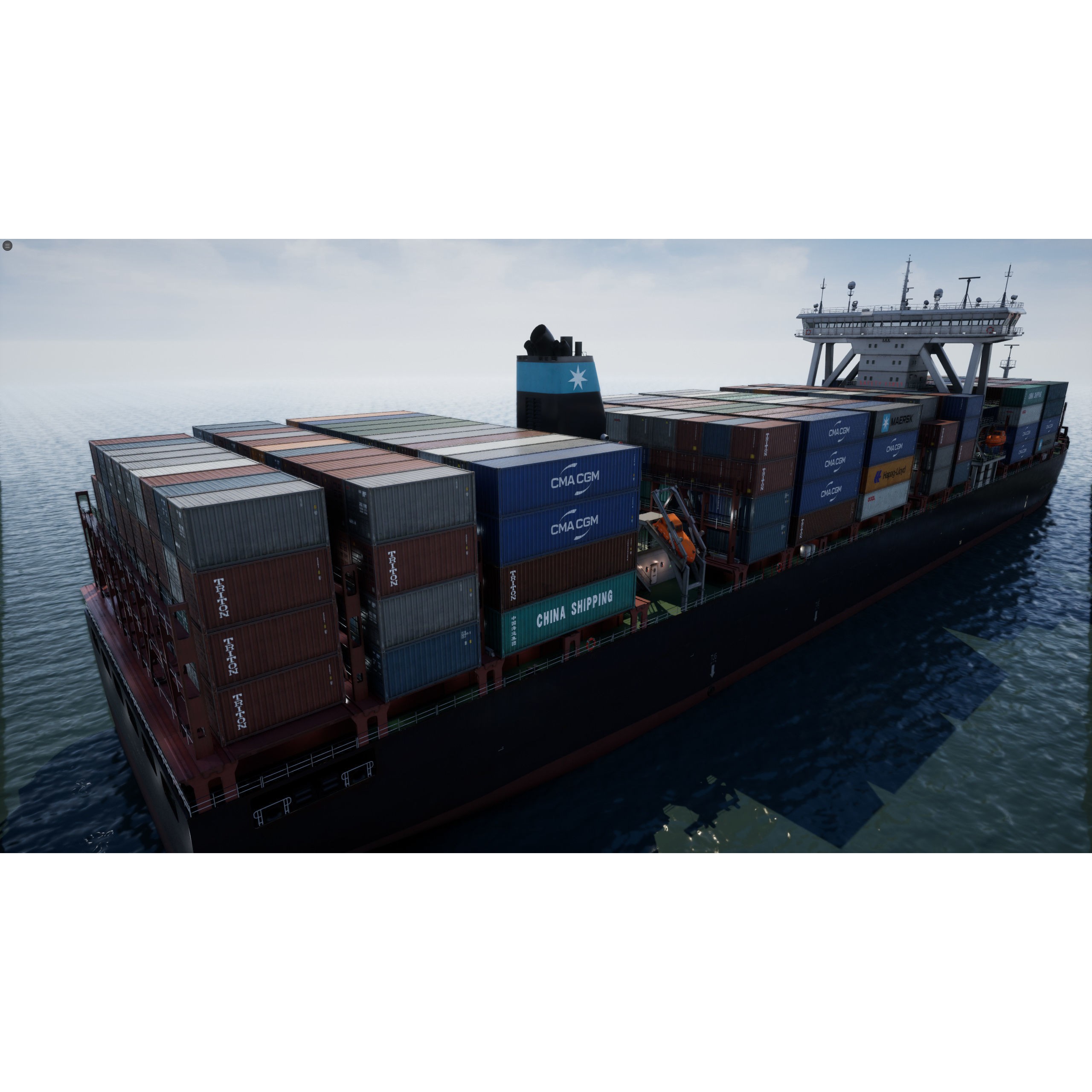 Cargo Ship Container Ship - Low-Poly Game-Ready 3D Model - View 17