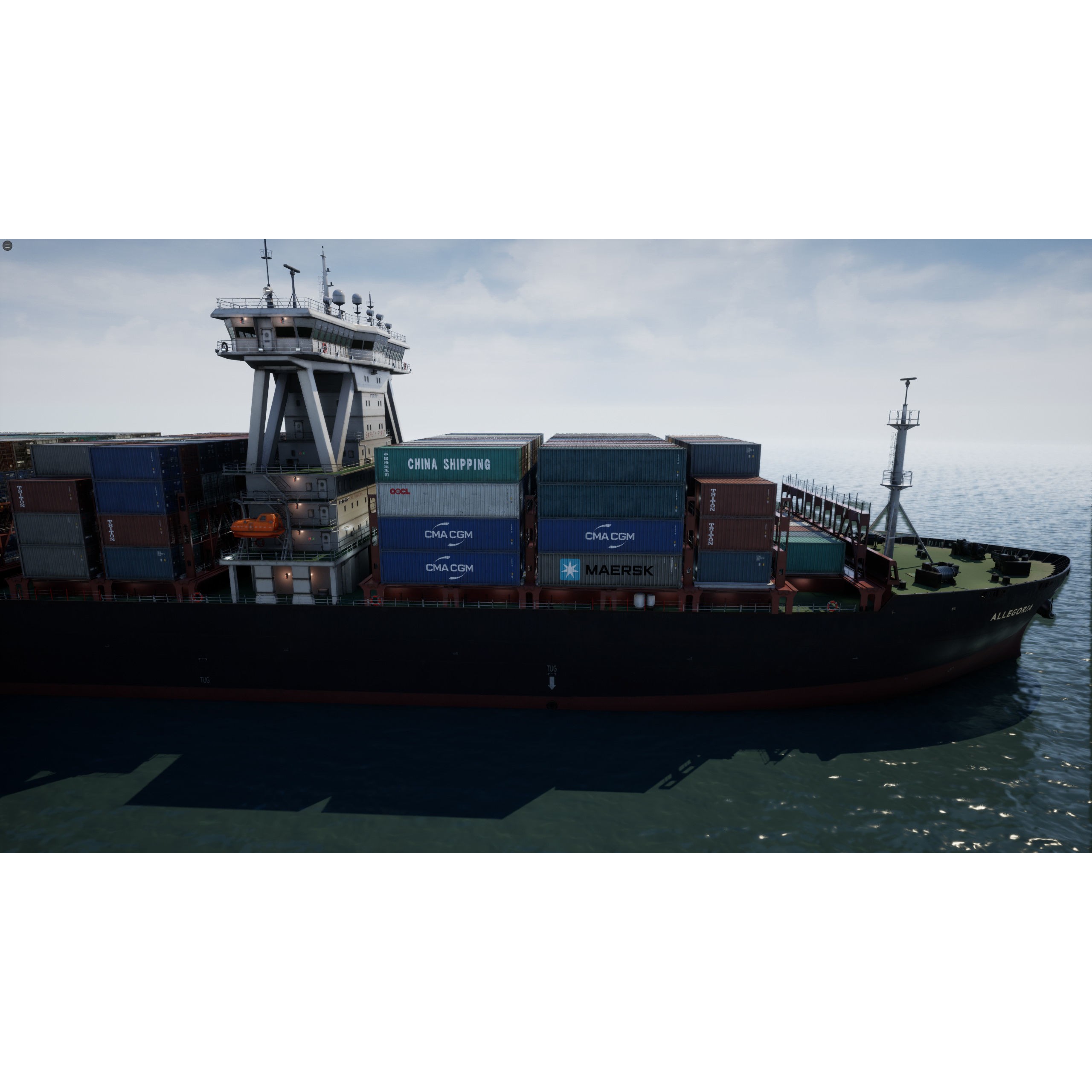 Cargo Ship Container Ship - Low-Poly Game-Ready 3D Model - View 18