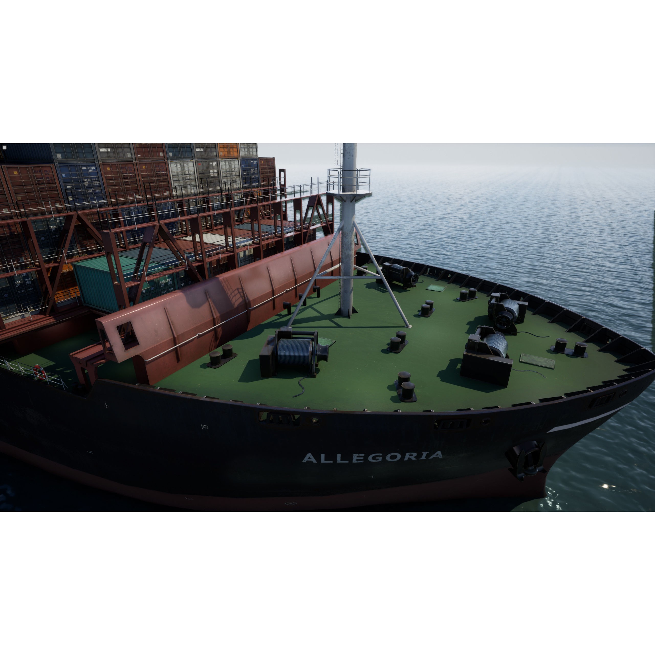 Cargo Ship Container Ship - Low-Poly Game-Ready 3D Model - View 23