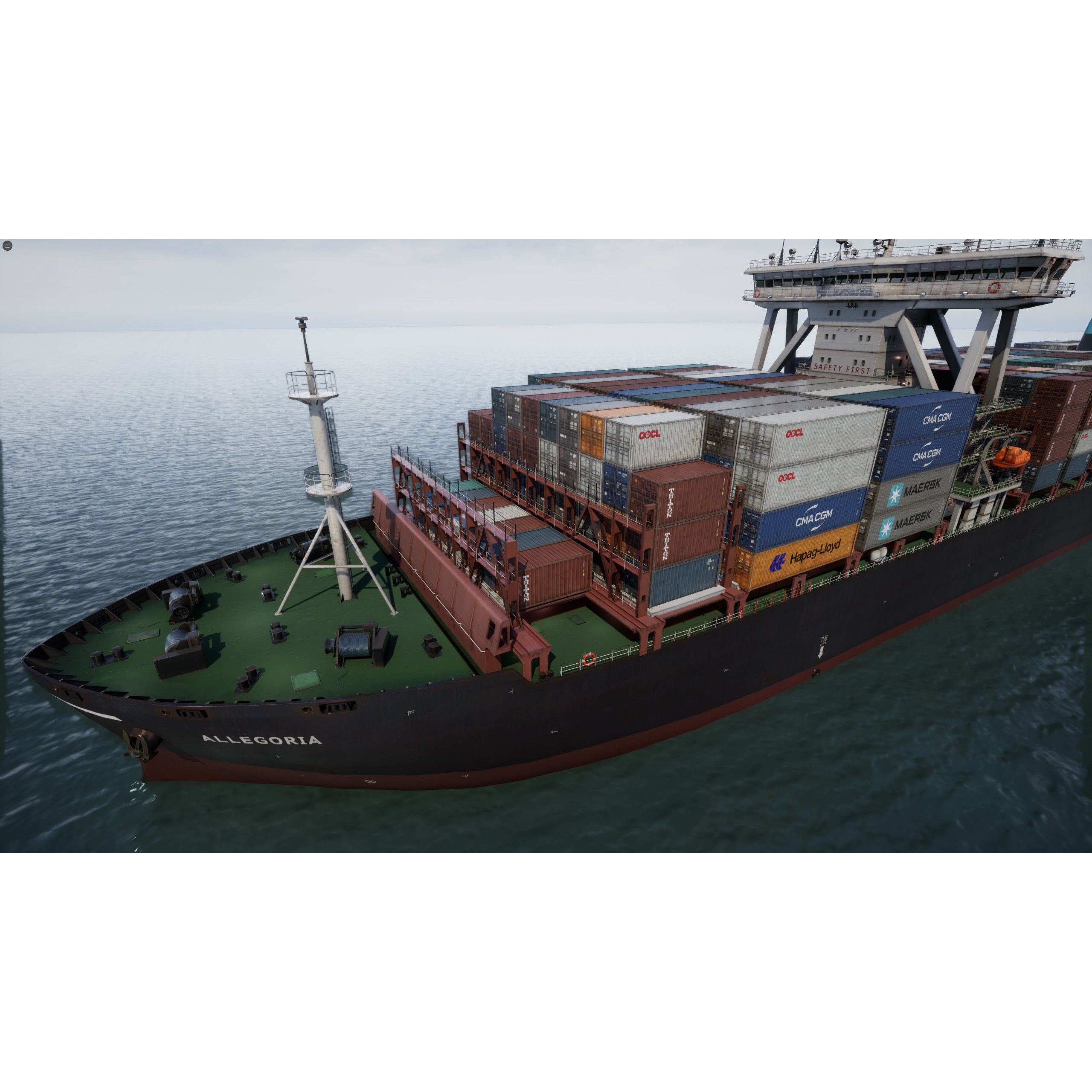 Cargo Ship Container Ship - Low-Poly Game-Ready 3D Model - View 26
