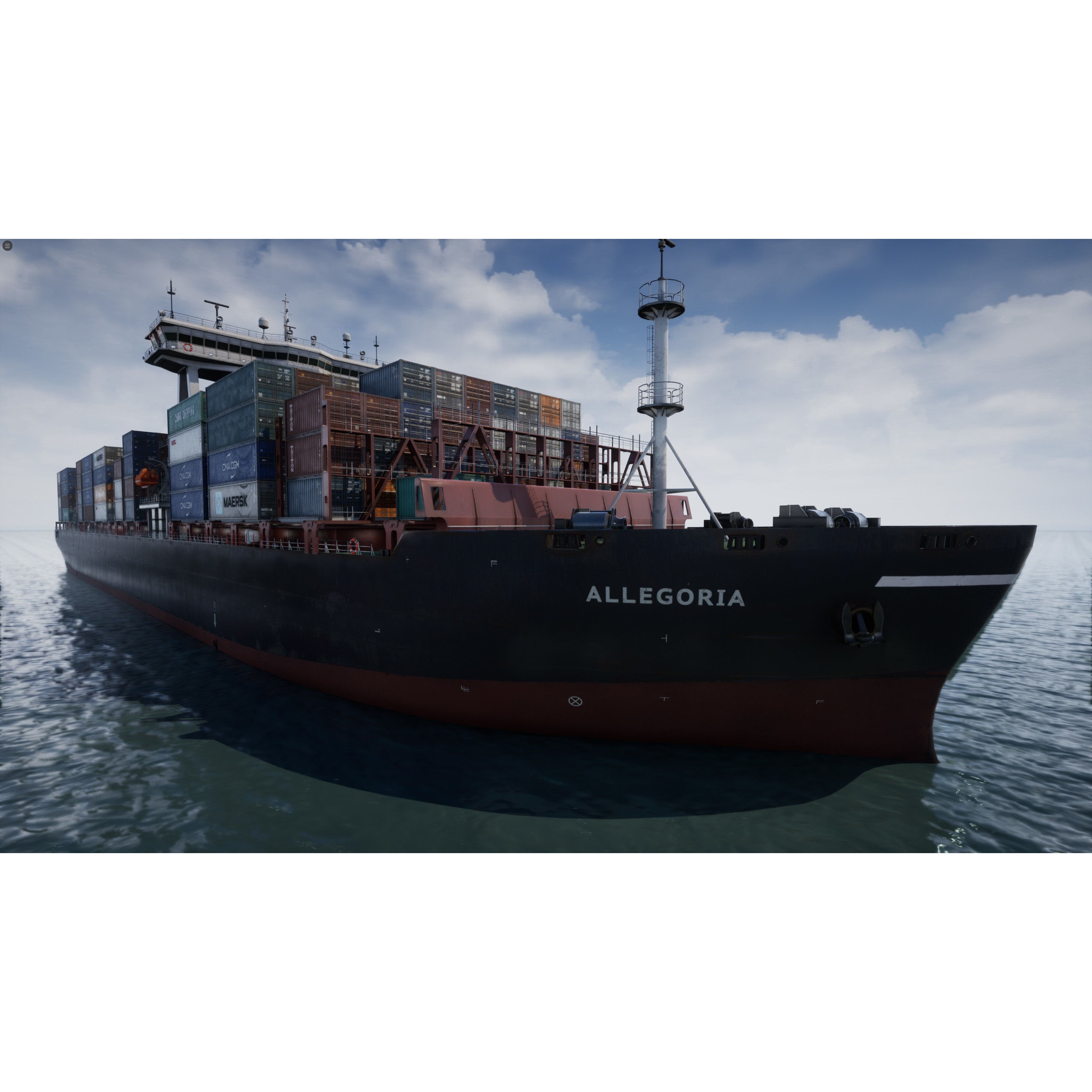 Cargo Ship Container Ship - Low-Poly Game-Ready 3D Model - View 3