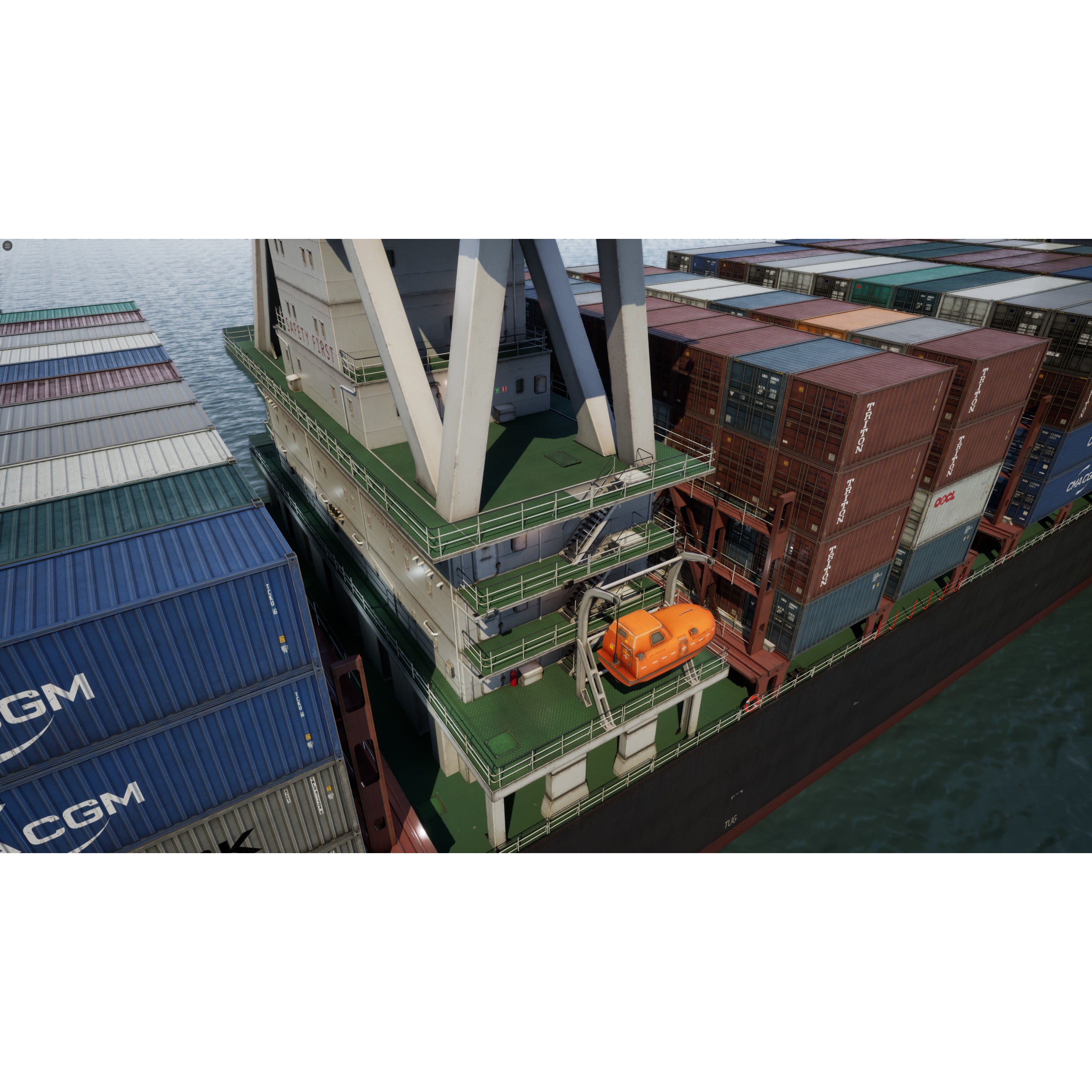 Cargo Ship Container Ship - Low-Poly Game-Ready 3D Model - View 31