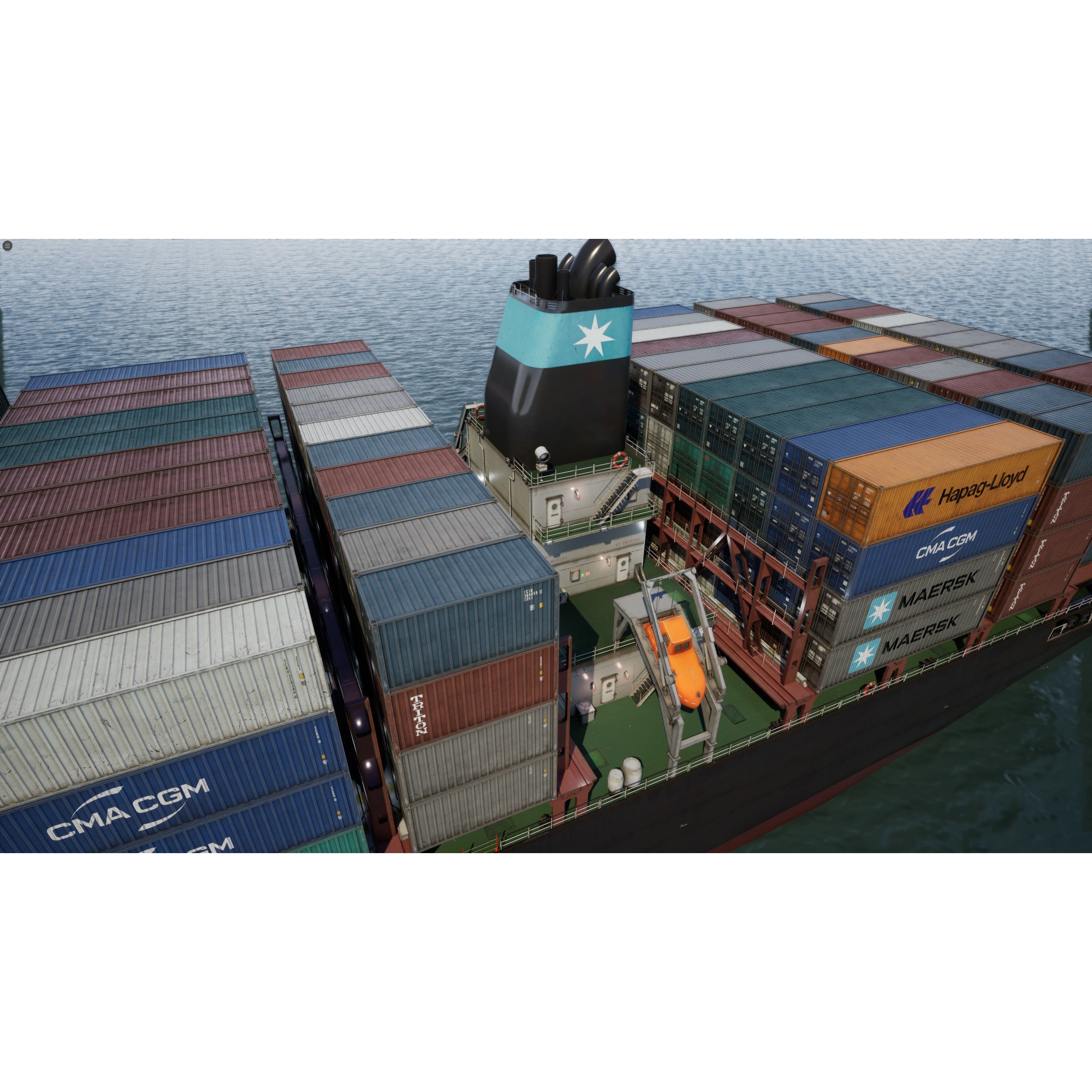 Cargo Ship Container Ship - Low-Poly Game-Ready 3D Model - View 32