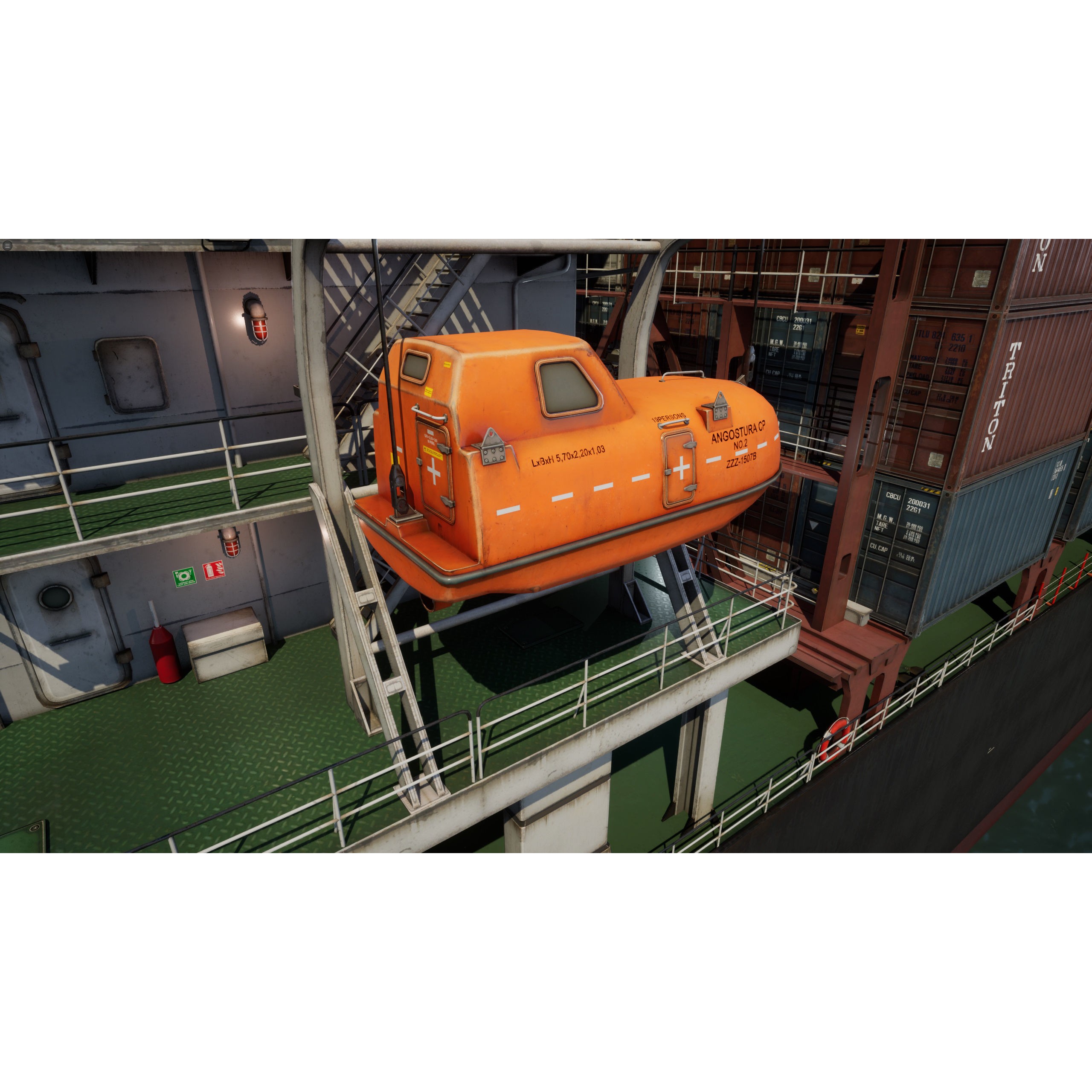 Cargo Ship Container Ship - Low-Poly Game-Ready 3D Model - View 33