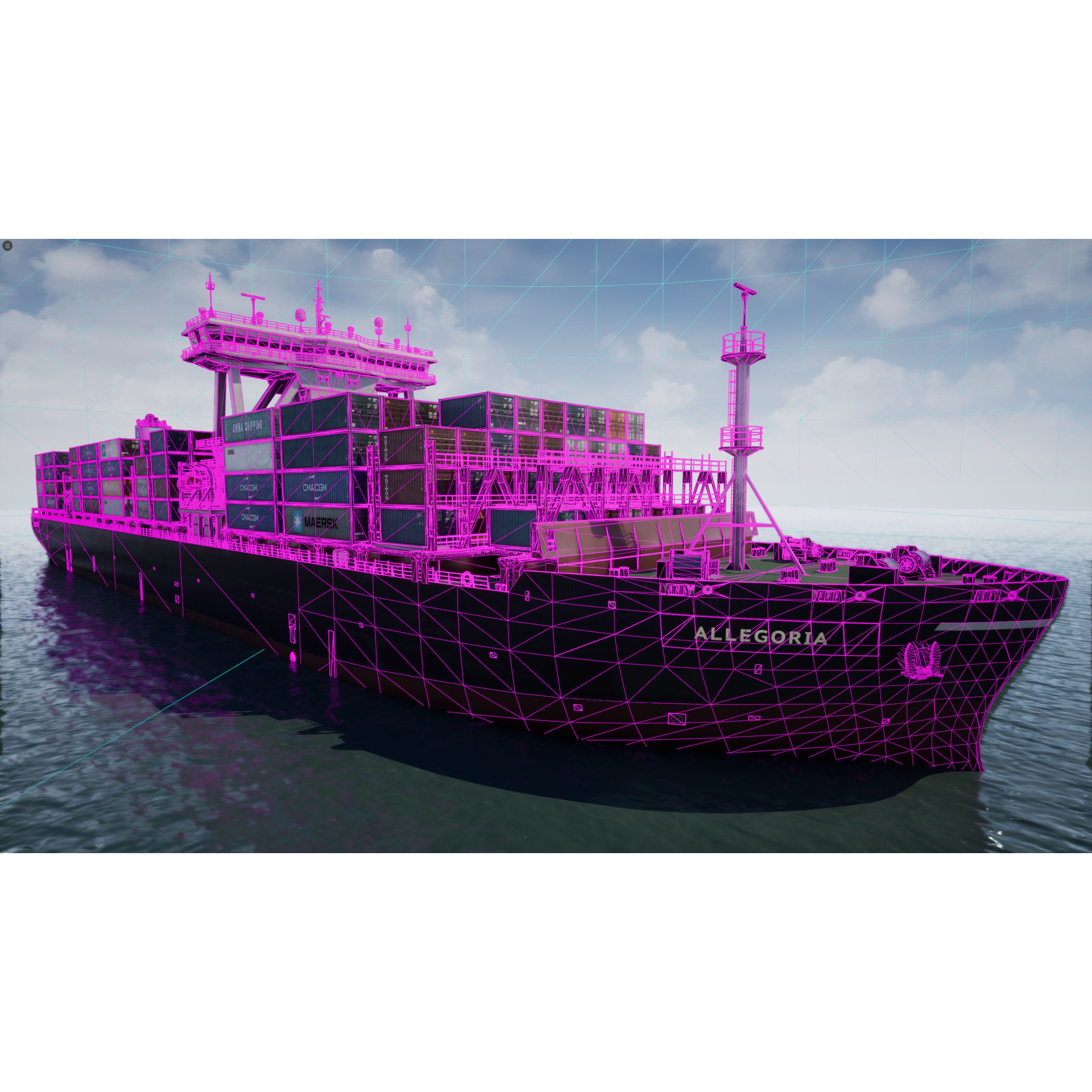 Cargo Ship Container Ship - Low-Poly Game-Ready 3D Model - View 38