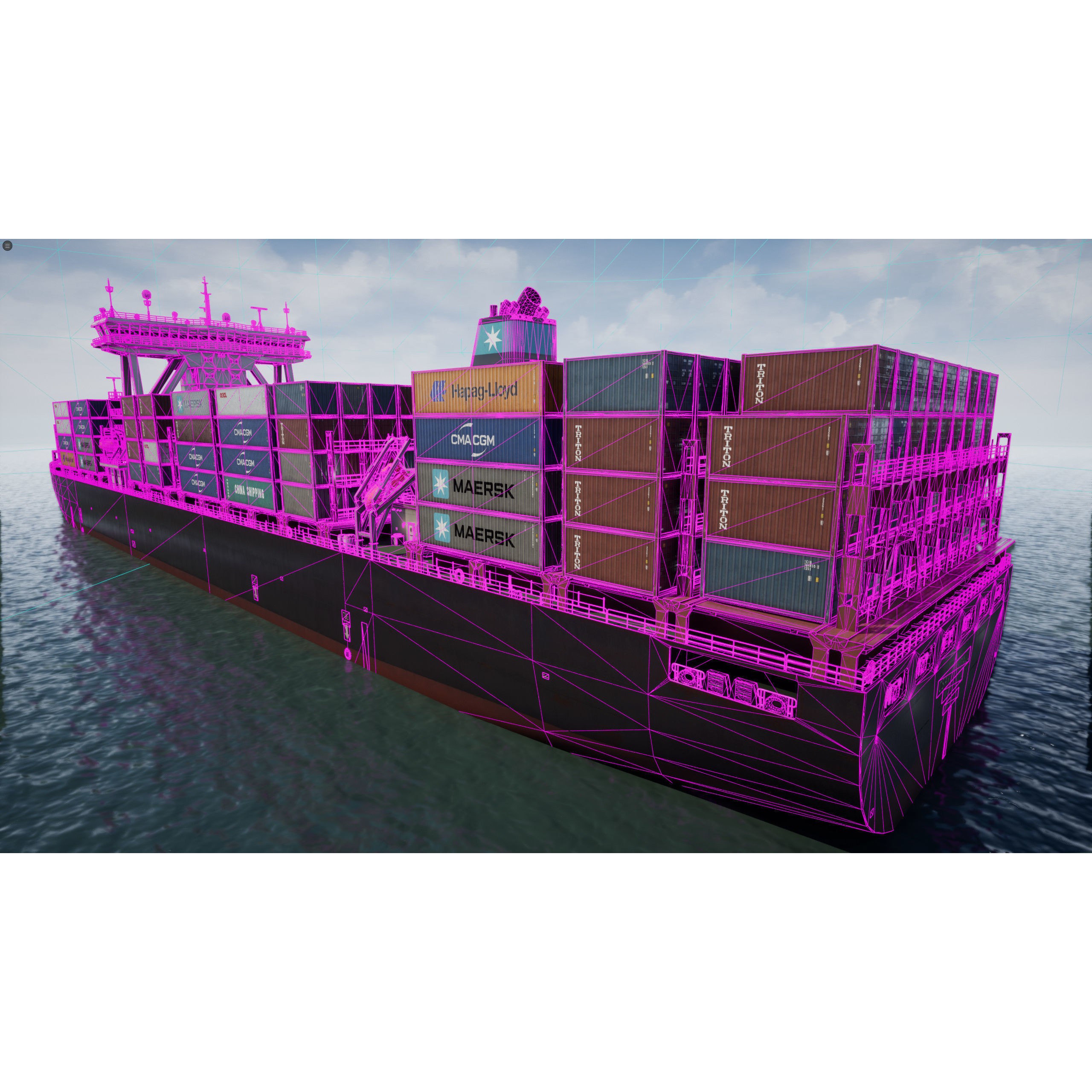 Cargo Ship Container Ship - Low-Poly Game-Ready 3D Model - View 39