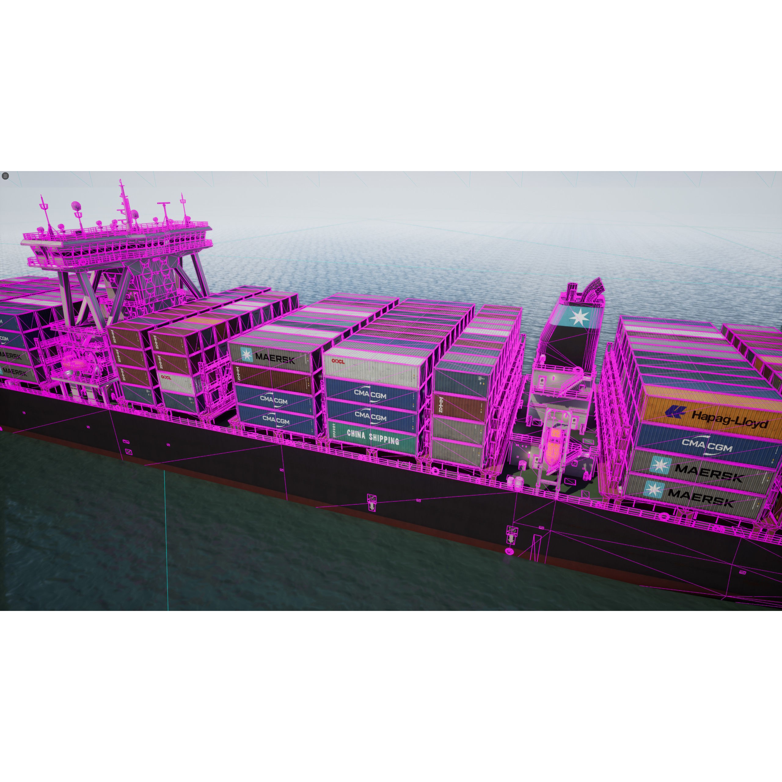 Cargo Ship Container Ship - Low-Poly Game-Ready 3D Model - View 40