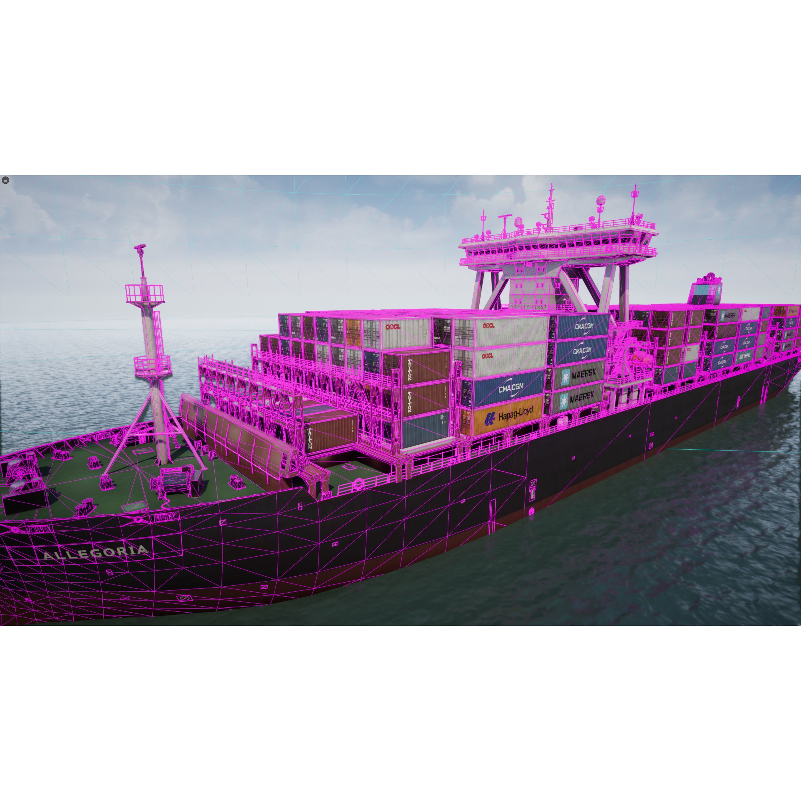 Cargo Ship Container Ship - Low-Poly Game-Ready 3D Model - View 41