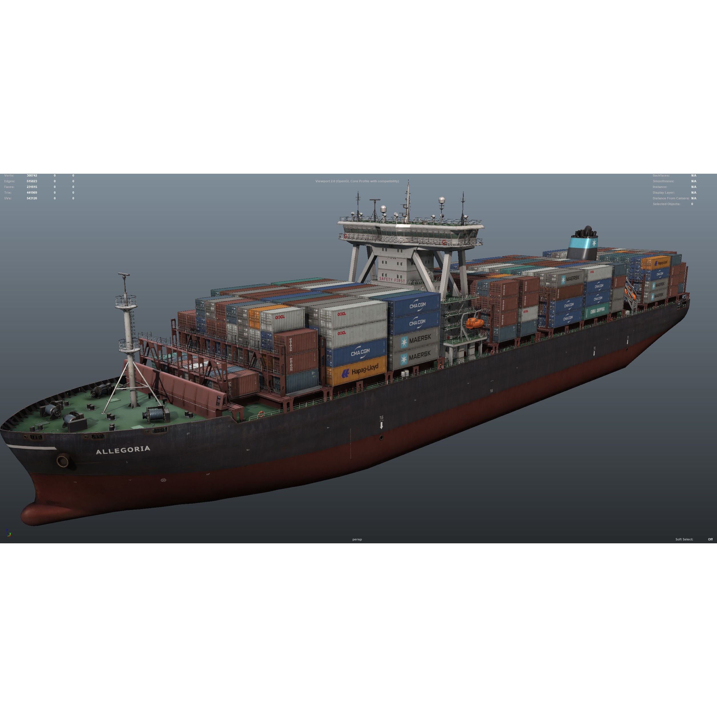 Cargo Ship Container Ship - Low-Poly Game-Ready 3D Model - View 42