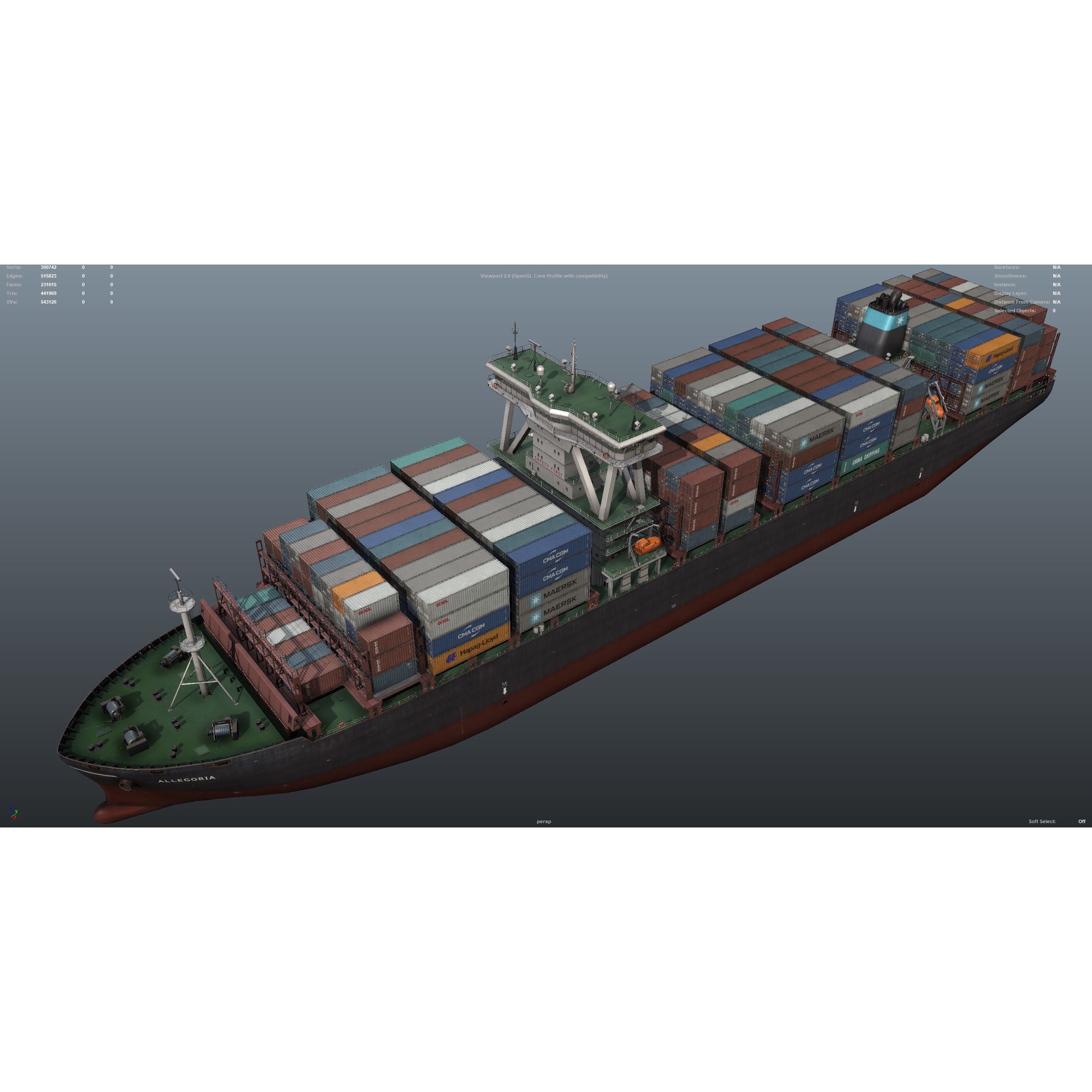 Cargo Ship Container Ship - Low-Poly Game-Ready 3D Model - View 43