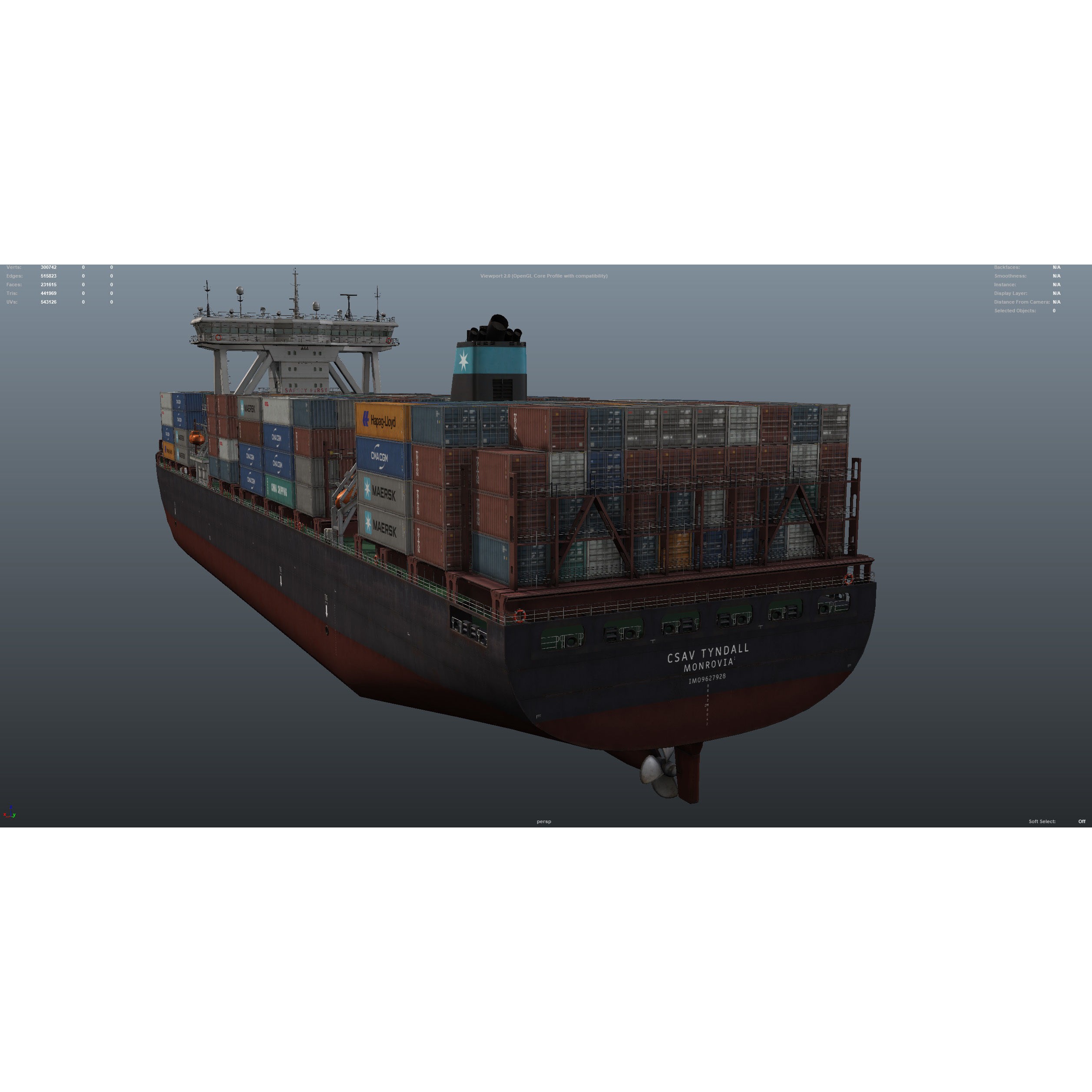 Cargo Ship Container Ship - Low-Poly Game-Ready 3D Model - View 45