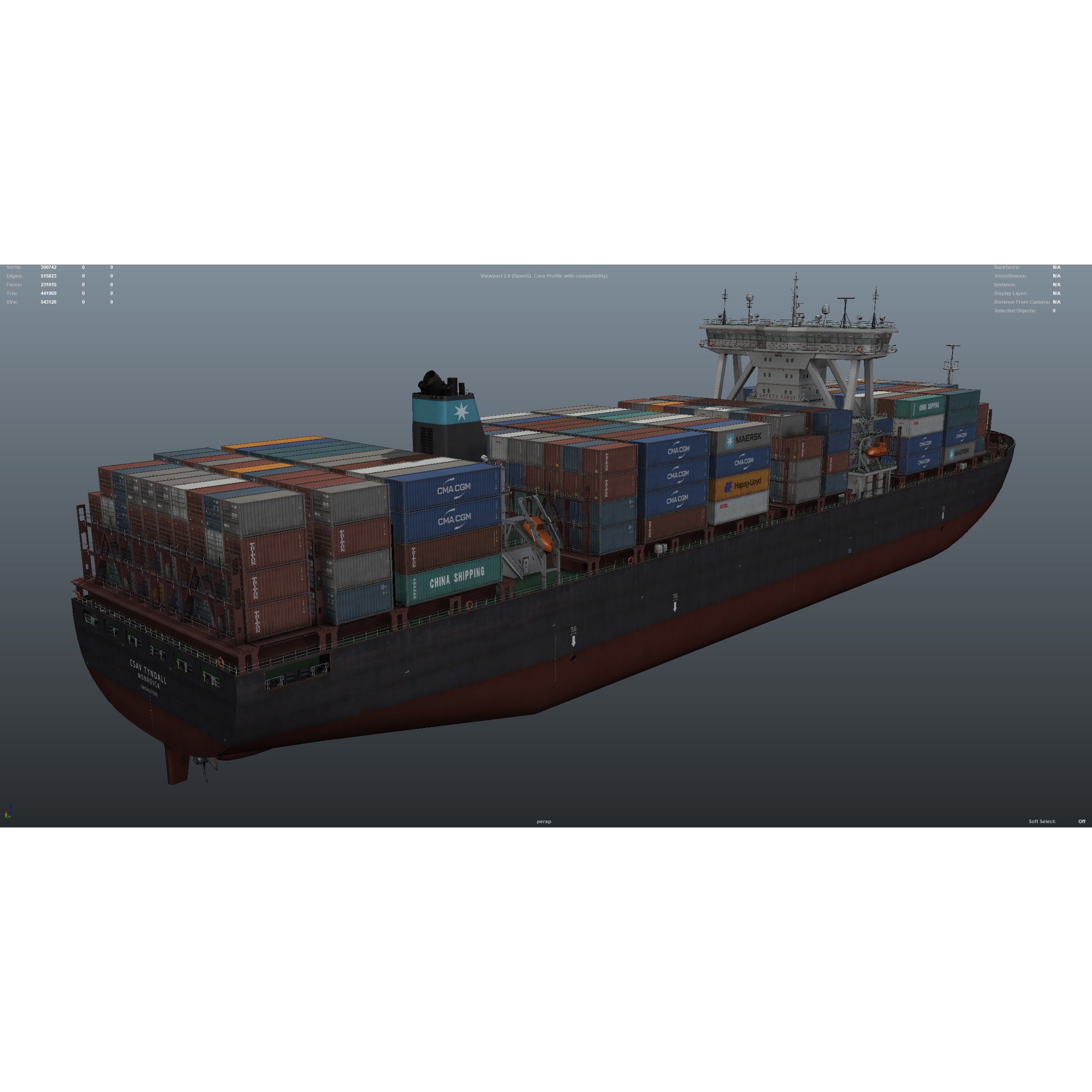 Cargo Ship Container Ship - Low-Poly Game-Ready 3D Model - View 46
