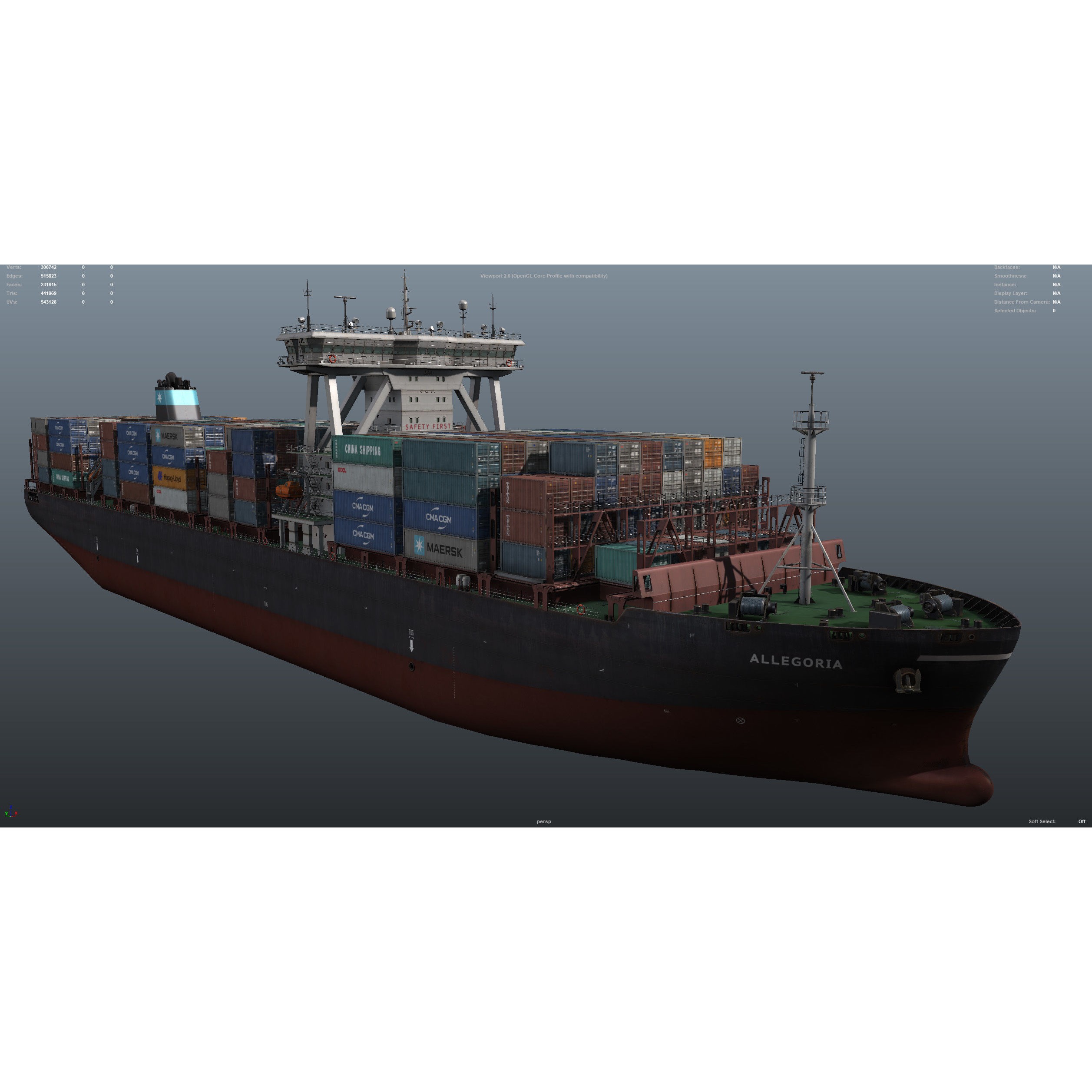 Cargo Ship Container Ship - Low-Poly Game-Ready 3D Model - View 47