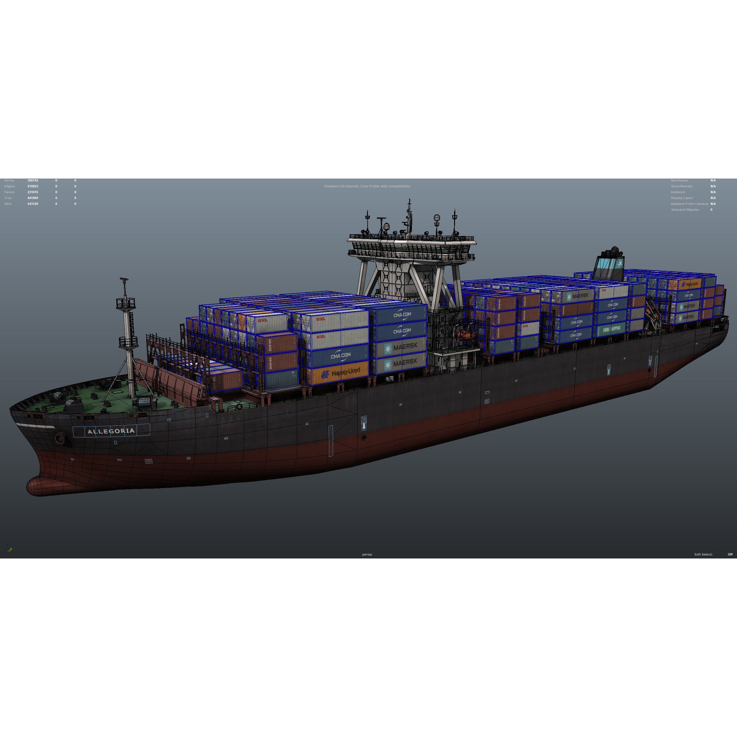 Cargo Ship Container Ship - Low-Poly Game-Ready 3D Model - View 48