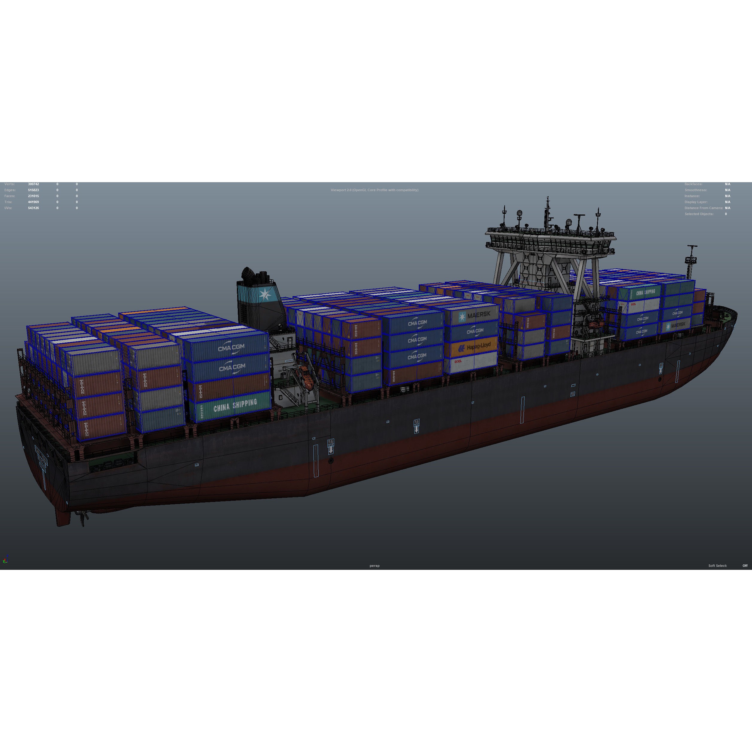 Cargo Ship Container Ship - Low-Poly Game-Ready 3D Model - View 49