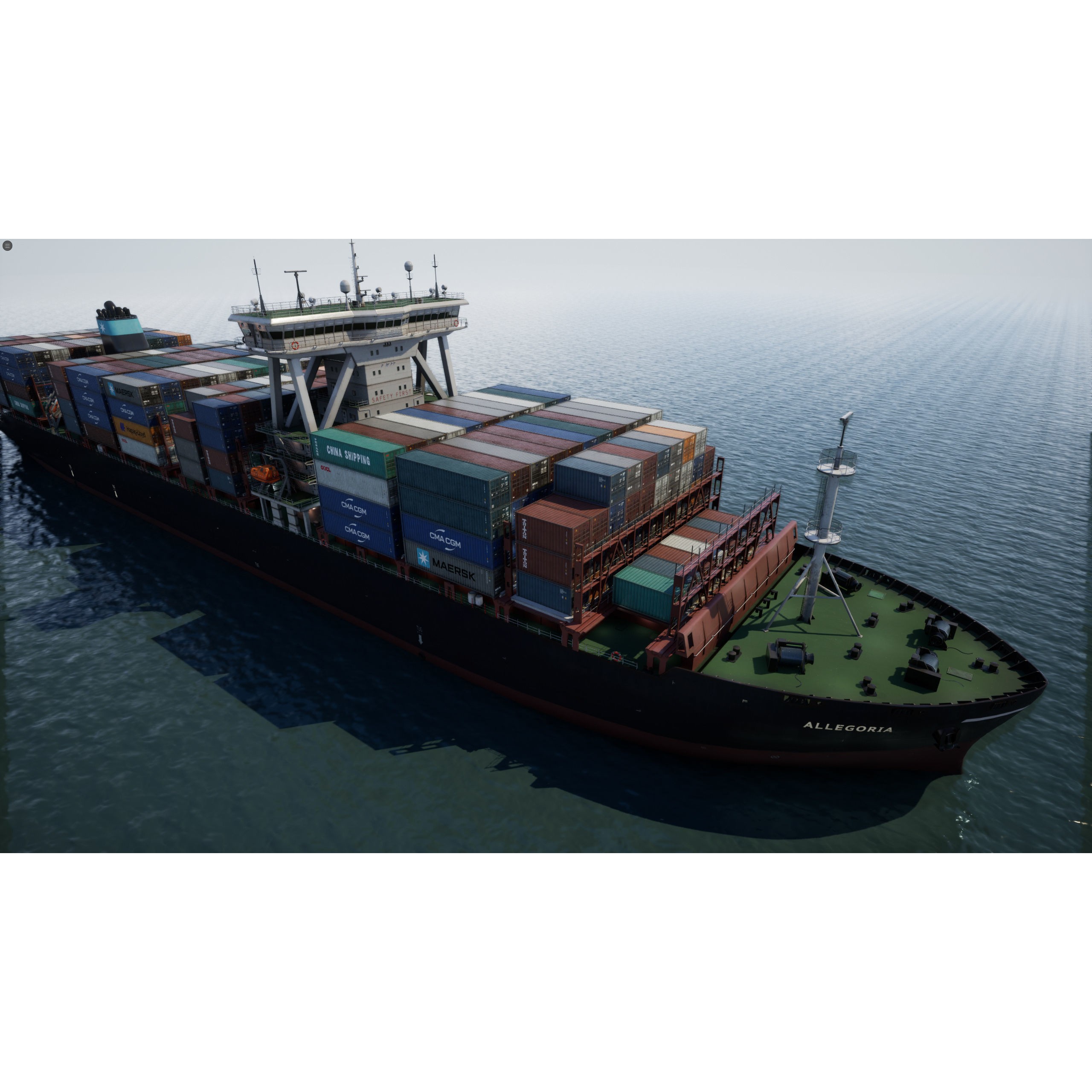 Cargo Ship Container Ship - Low-Poly Game-Ready 3D Model - View 5