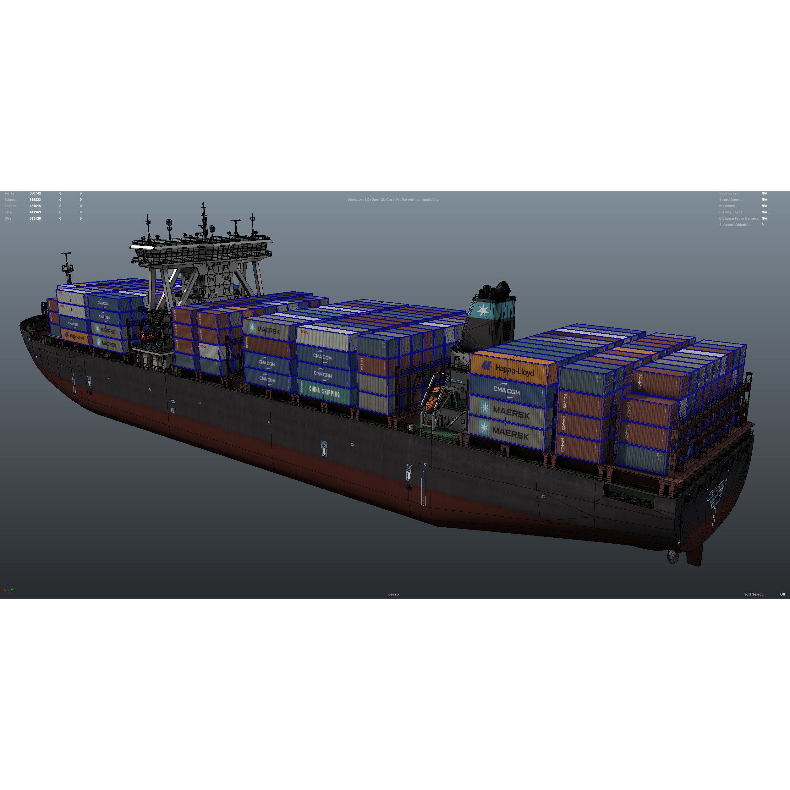 Cargo Ship Container Ship - Low-Poly Game-Ready 3D Model - View 50