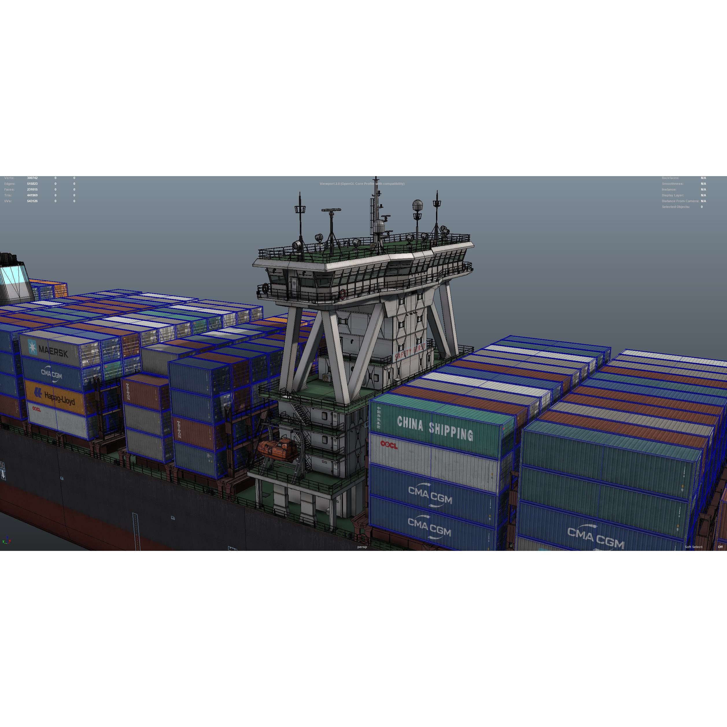 Cargo Ship Container Ship - Low-Poly Game-Ready 3D Model - View 51
