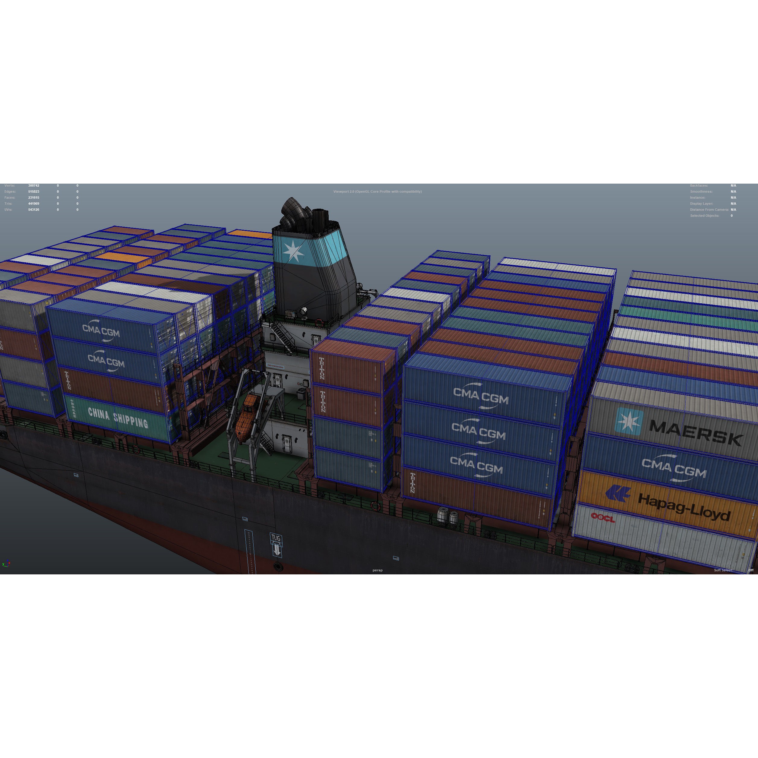 Cargo Ship Container Ship - Low-Poly Game-Ready 3D Model - View 52