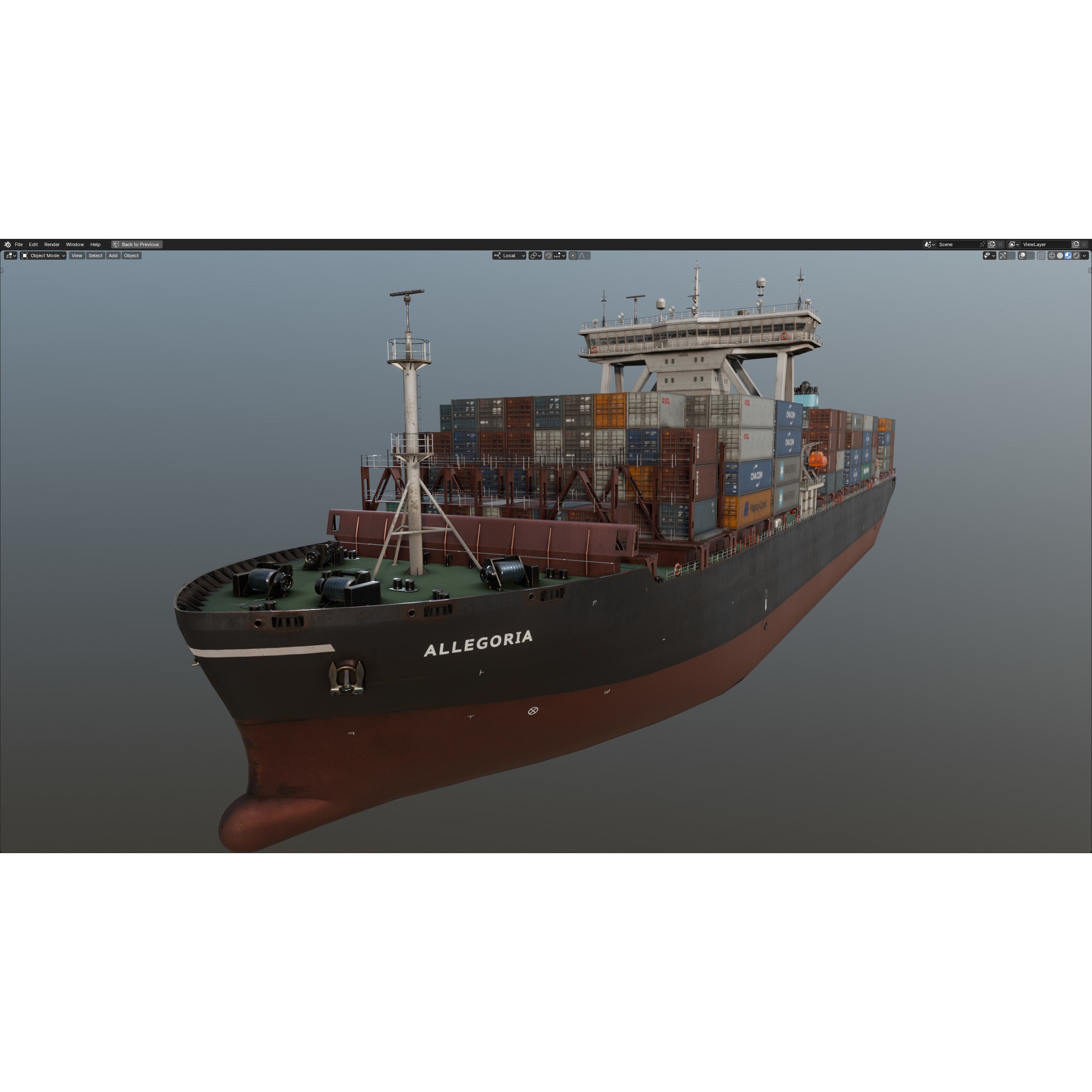 Cargo Ship Container Ship - Low-Poly Game-Ready 3D Model - View 58