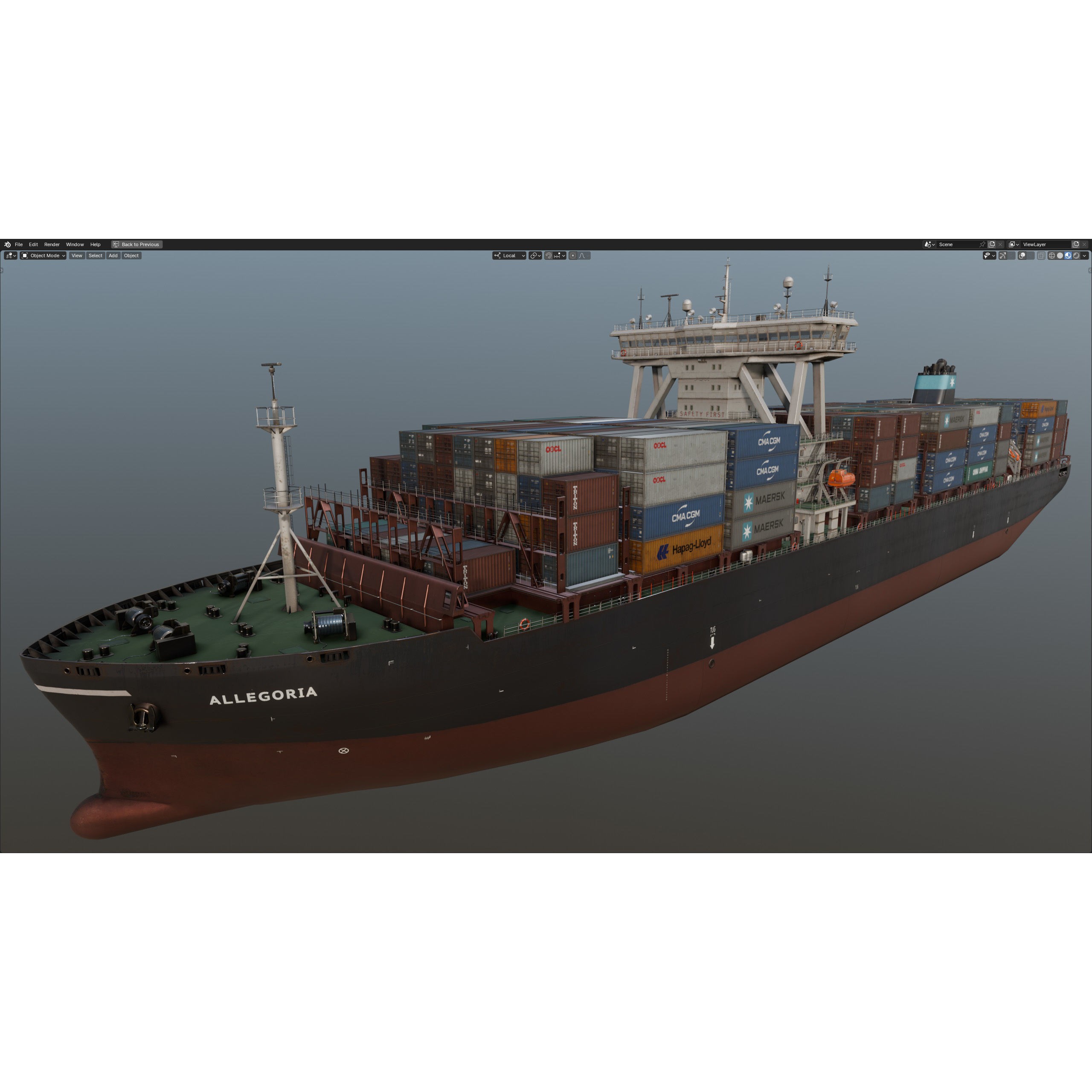 Cargo Ship Container Ship - Low-Poly Game-Ready 3D Model - View 59